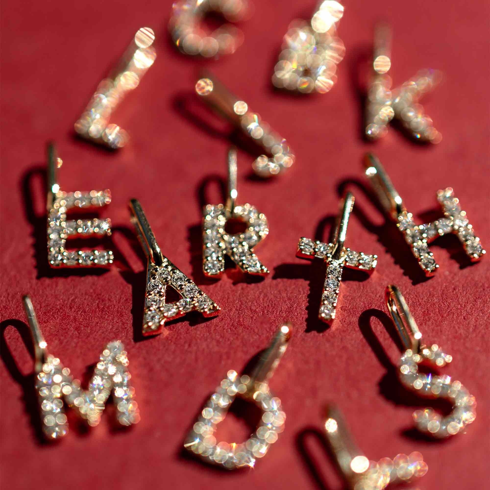 diamond letter necklace | solid gold