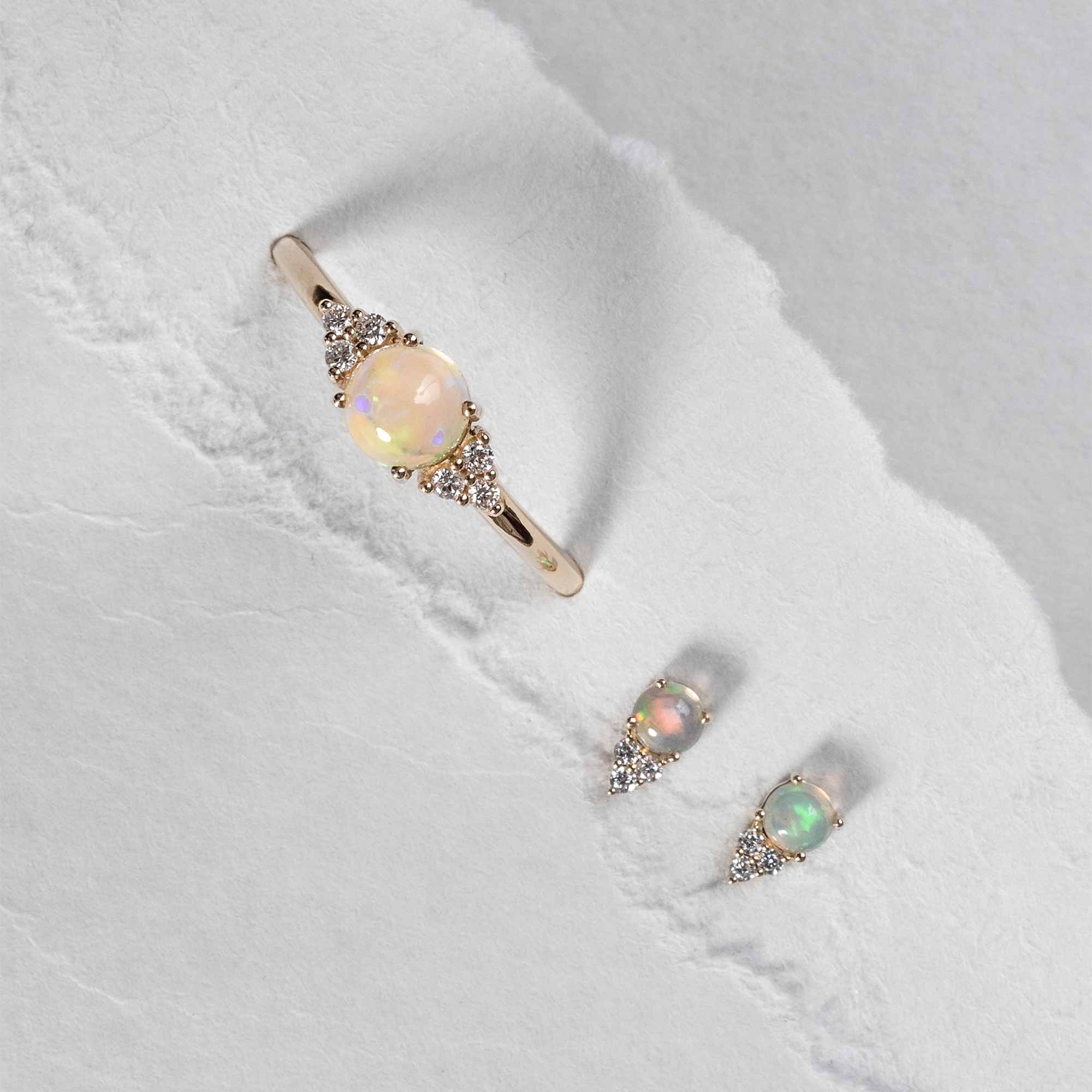 opal diamond studs | solid gold - LIMITED EDITION
