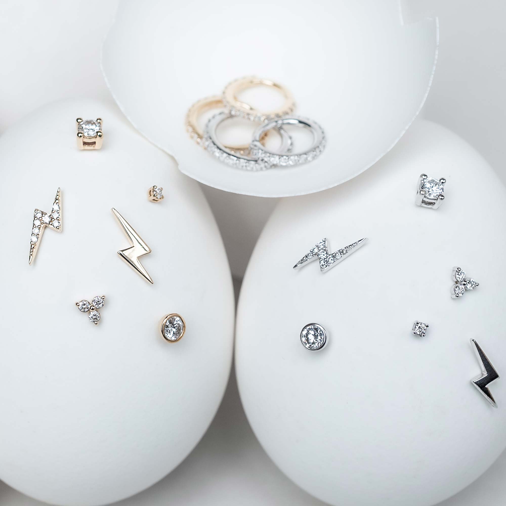 flash diamond helix stud | solid gold