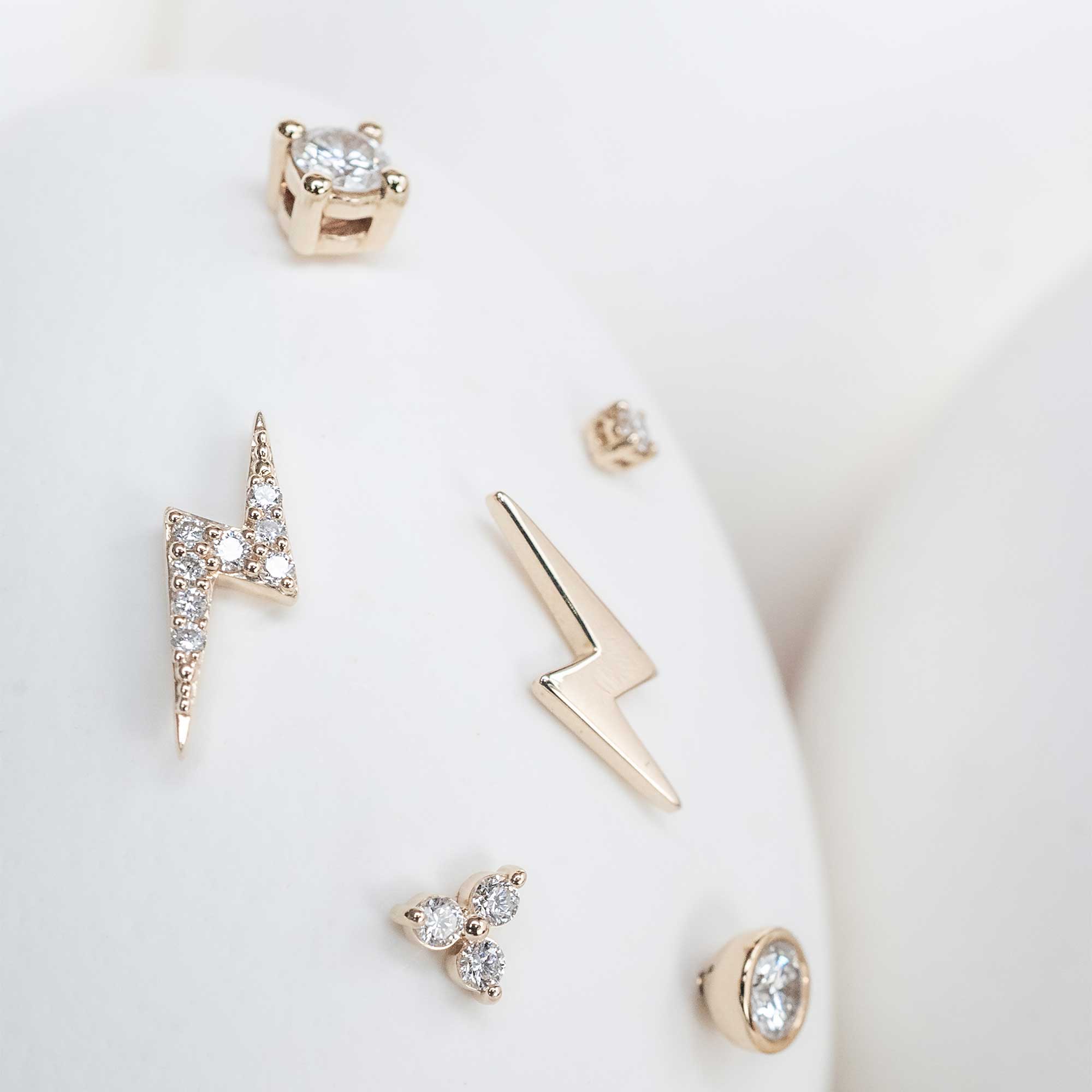 triple diamond helix stud | solid gold