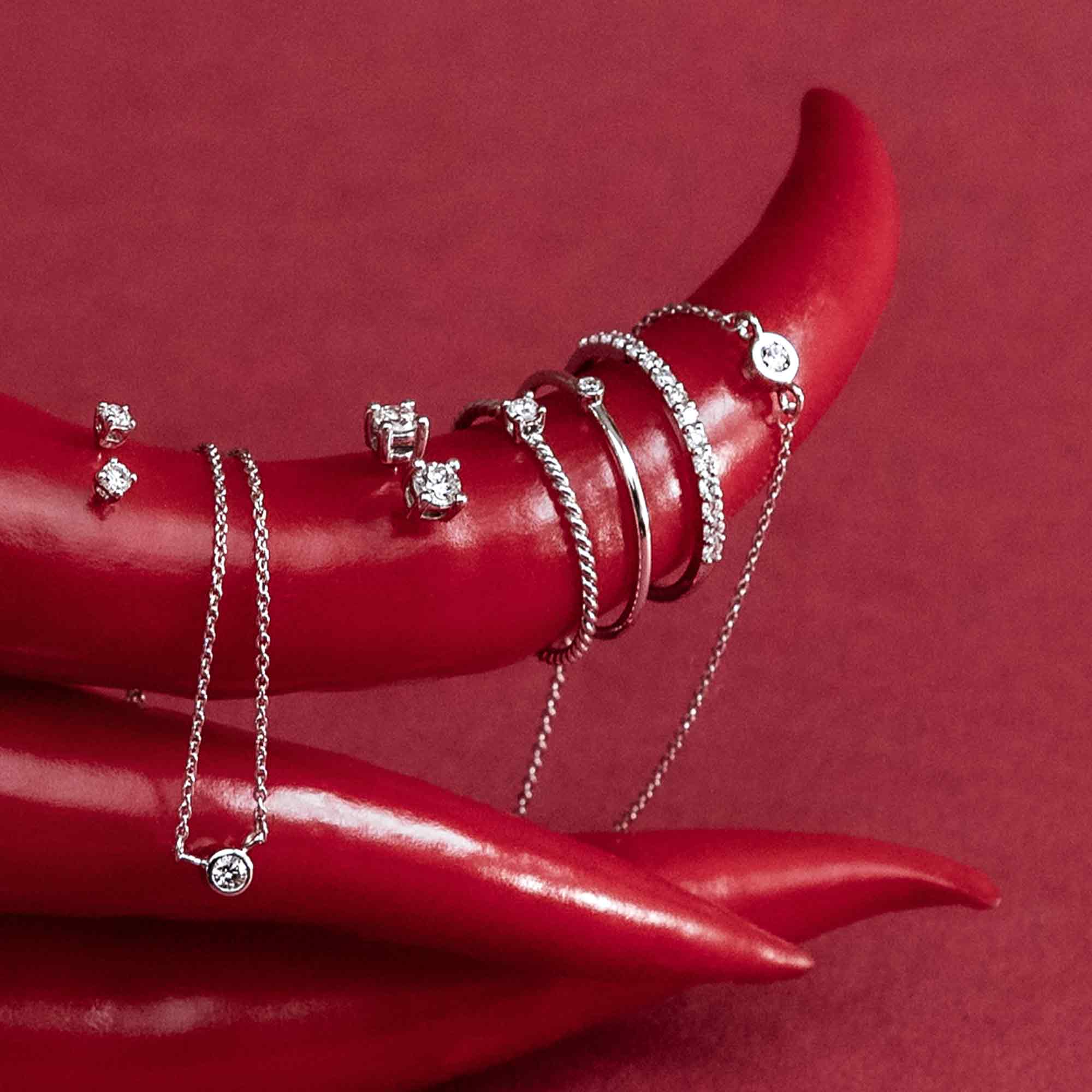tiny diamond bracelet | solid gold
