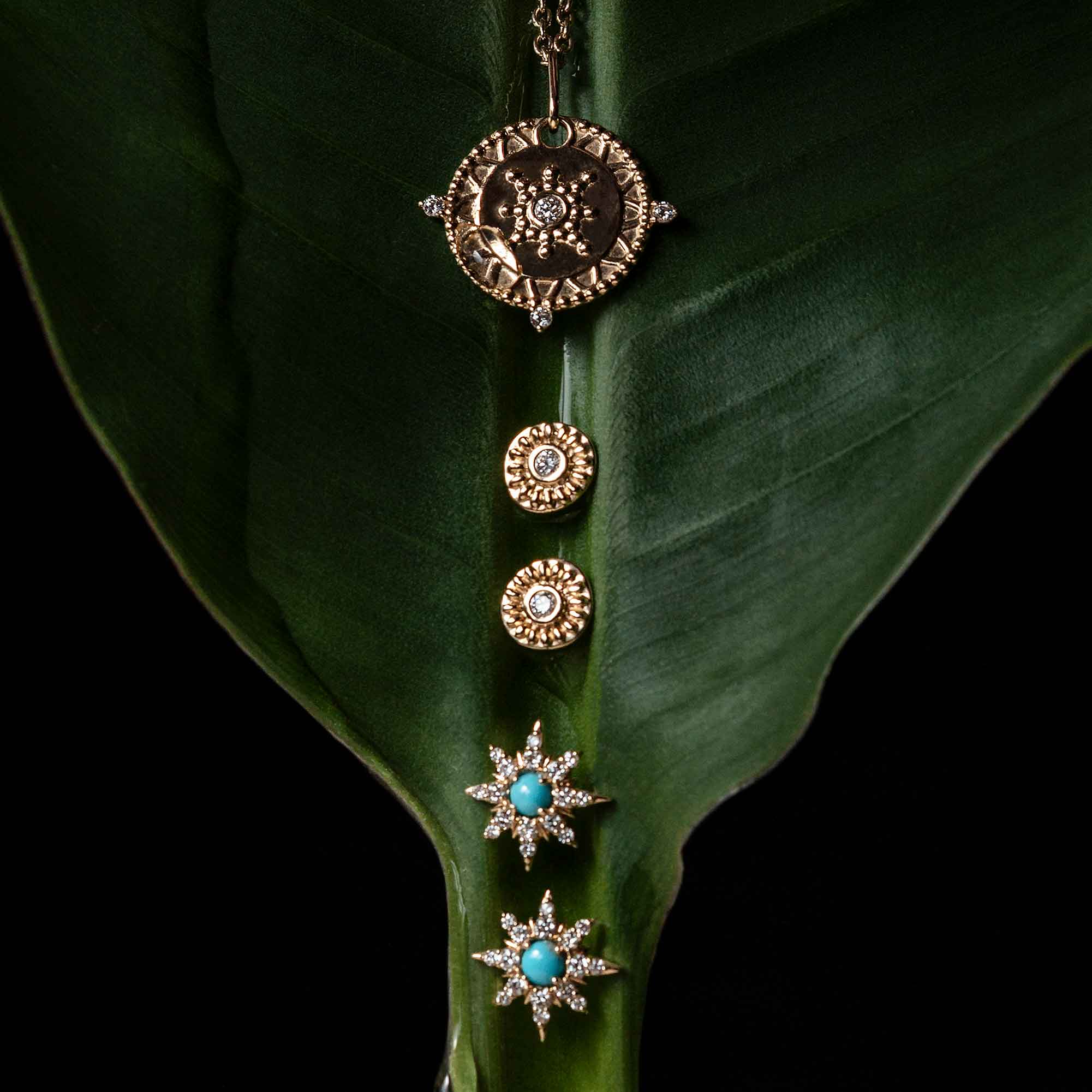 mystic diamond sun stud | solid gold