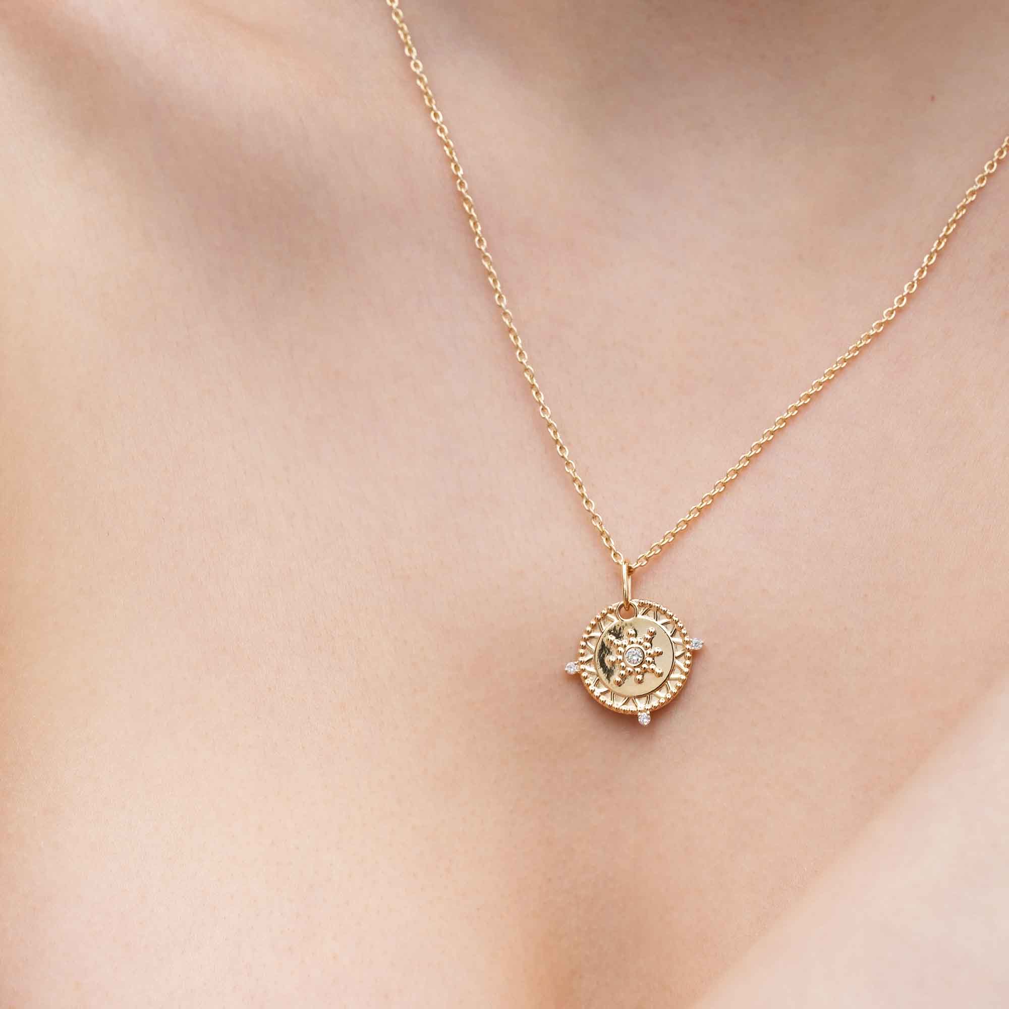mystic diamond sun necklace | solid gold