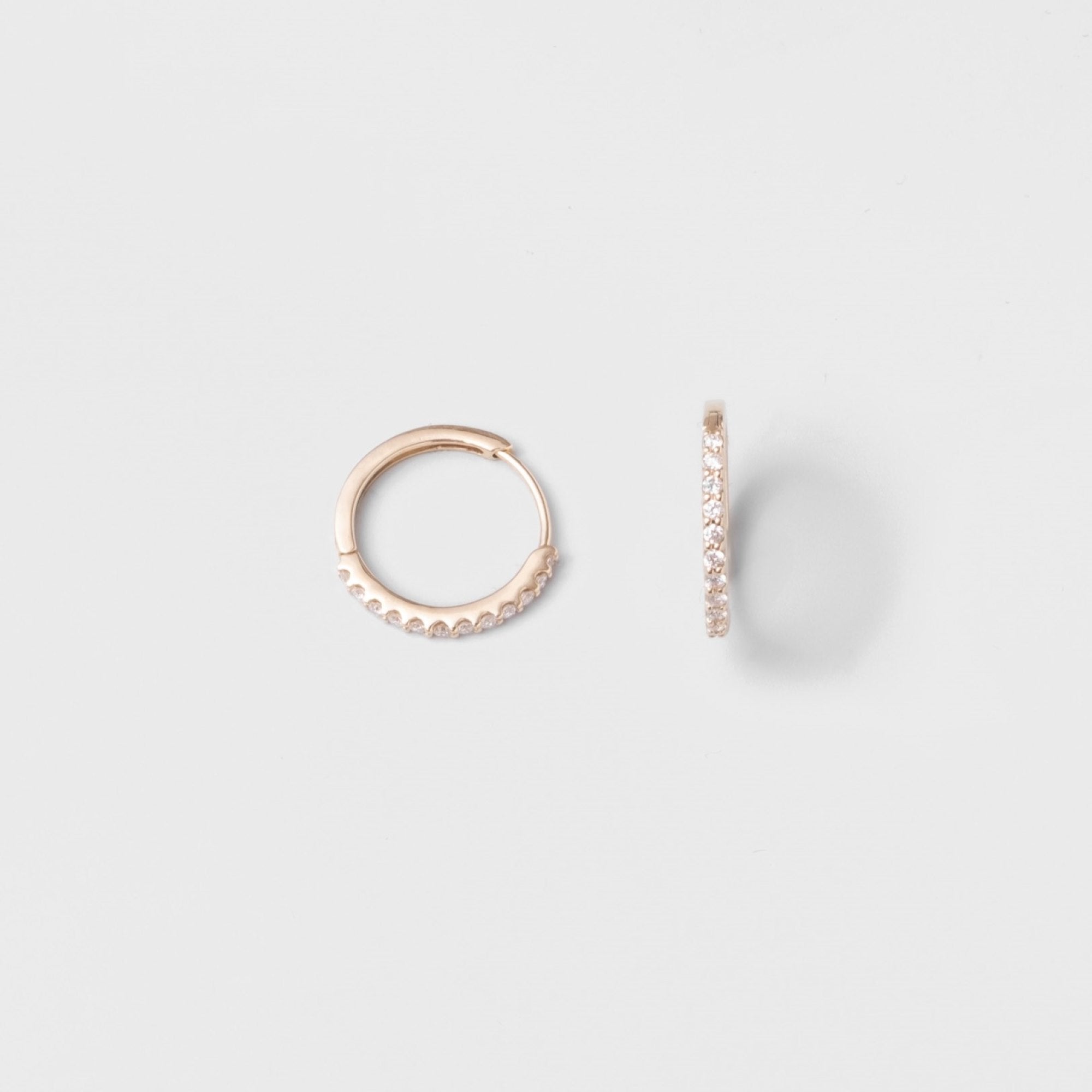 new diamond huggie | solid gold