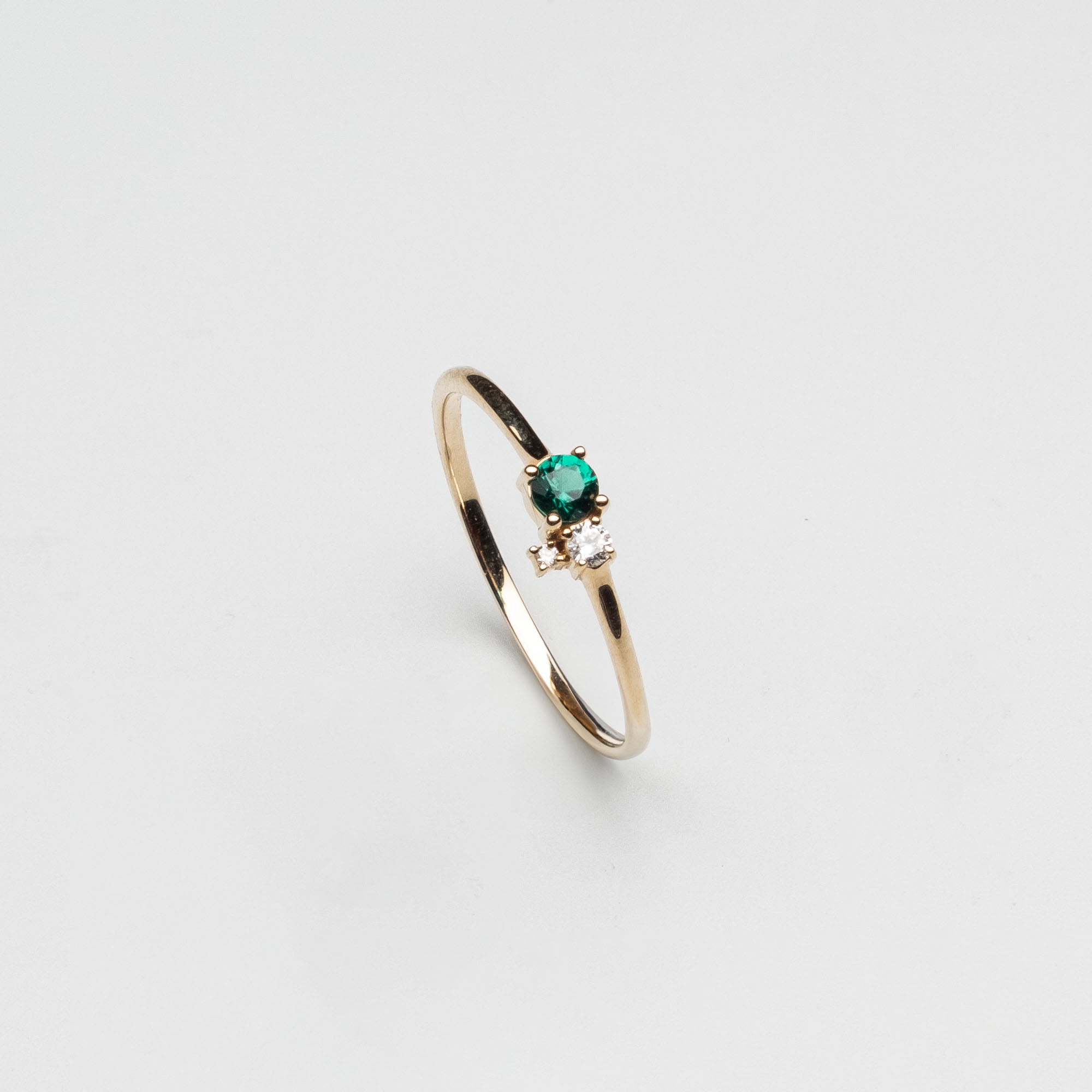 the trio emerald engagement ring | solid gold
