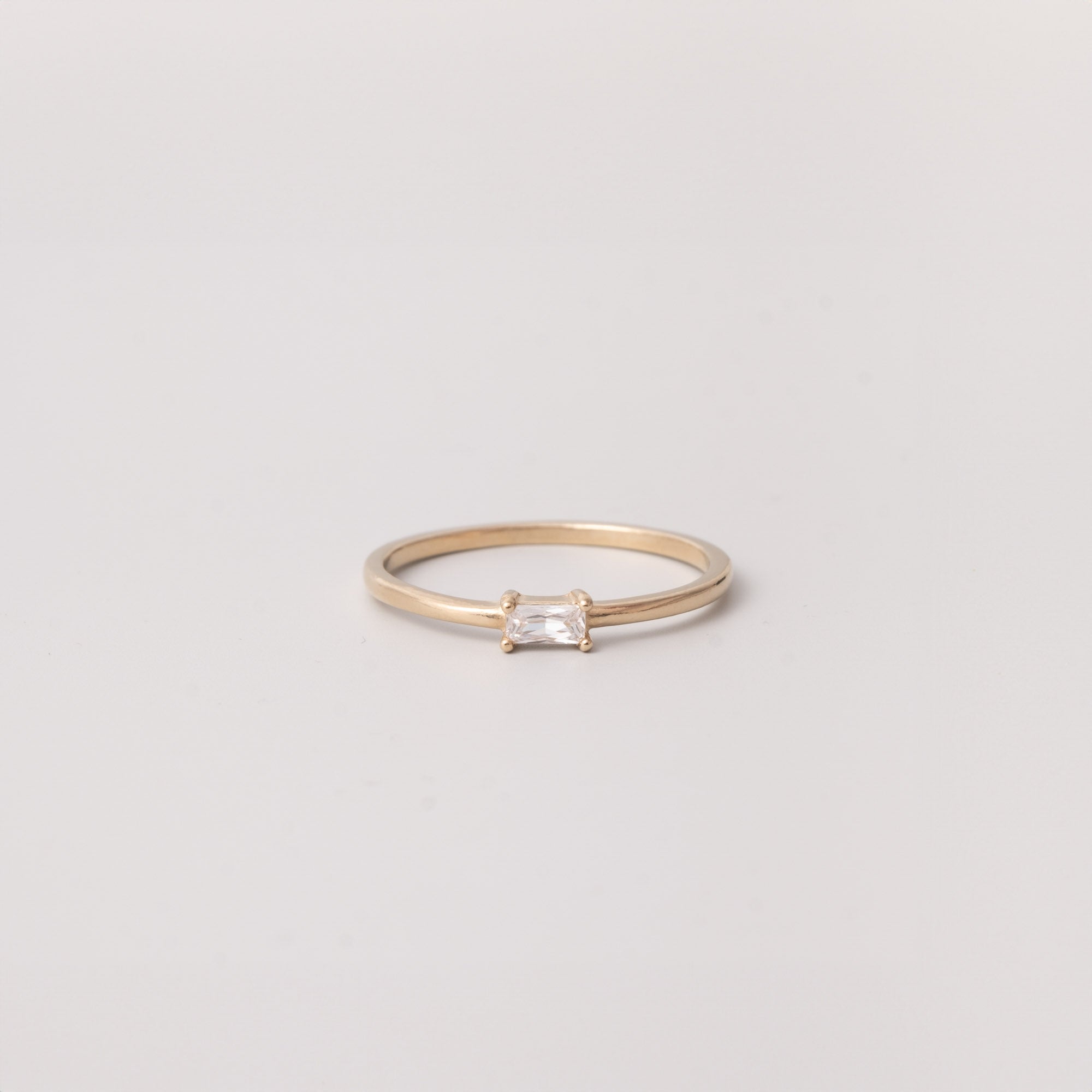 zirkonia baguette stein ring gold