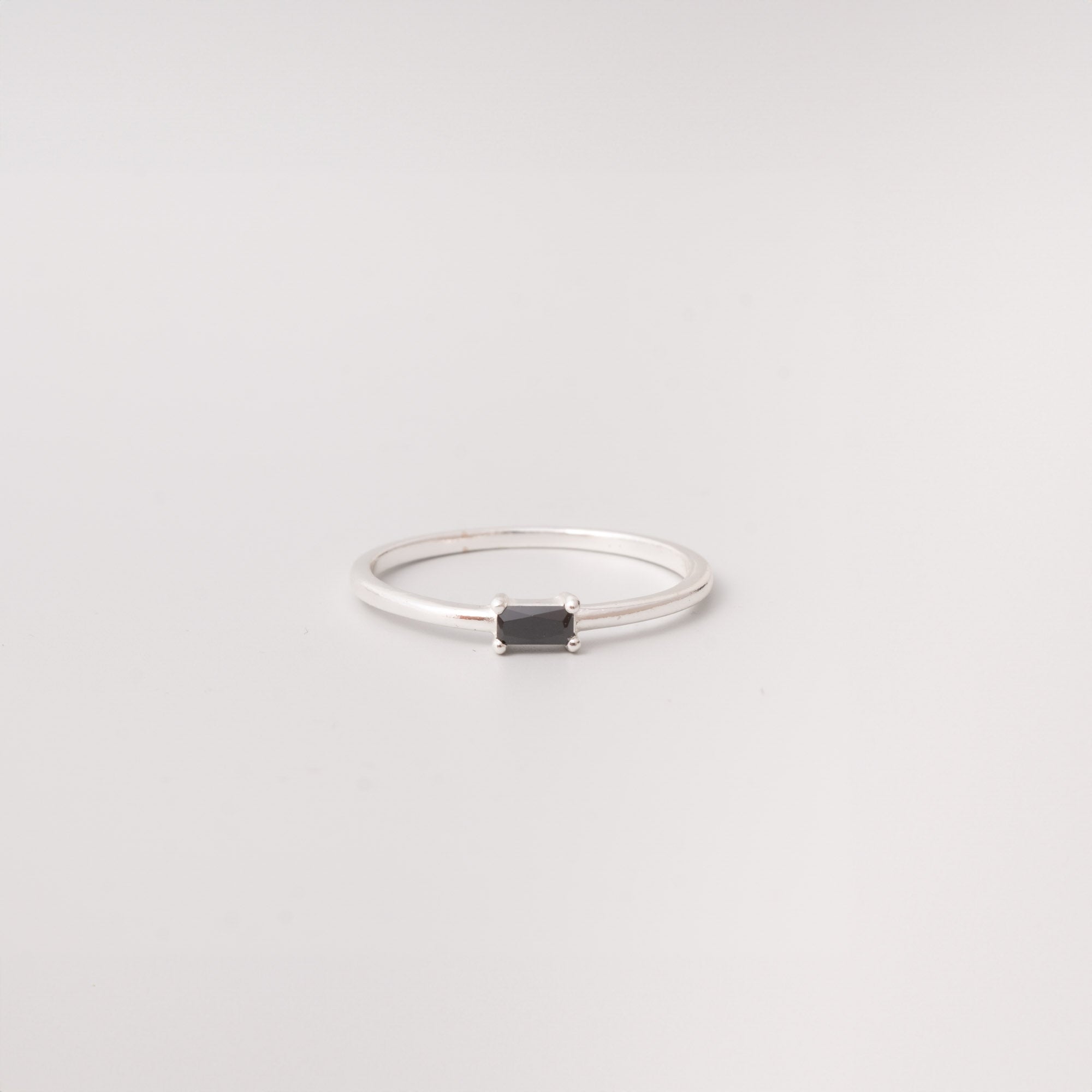 black baguette ring silber