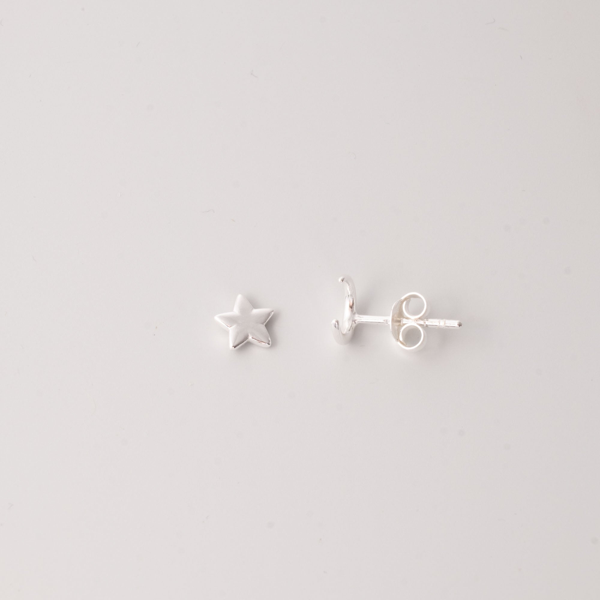 moon and star studs silber