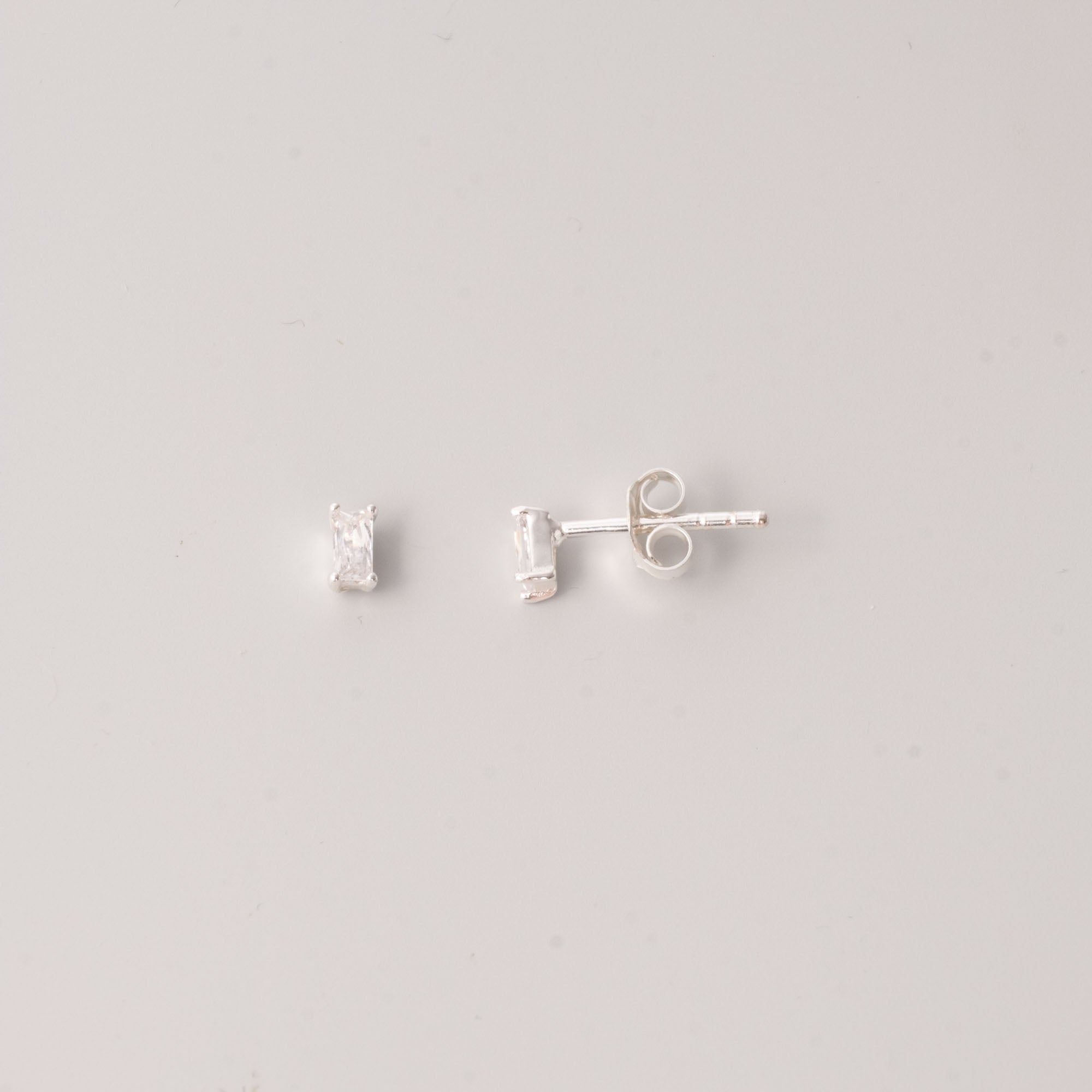 sparkle baguette studs silber