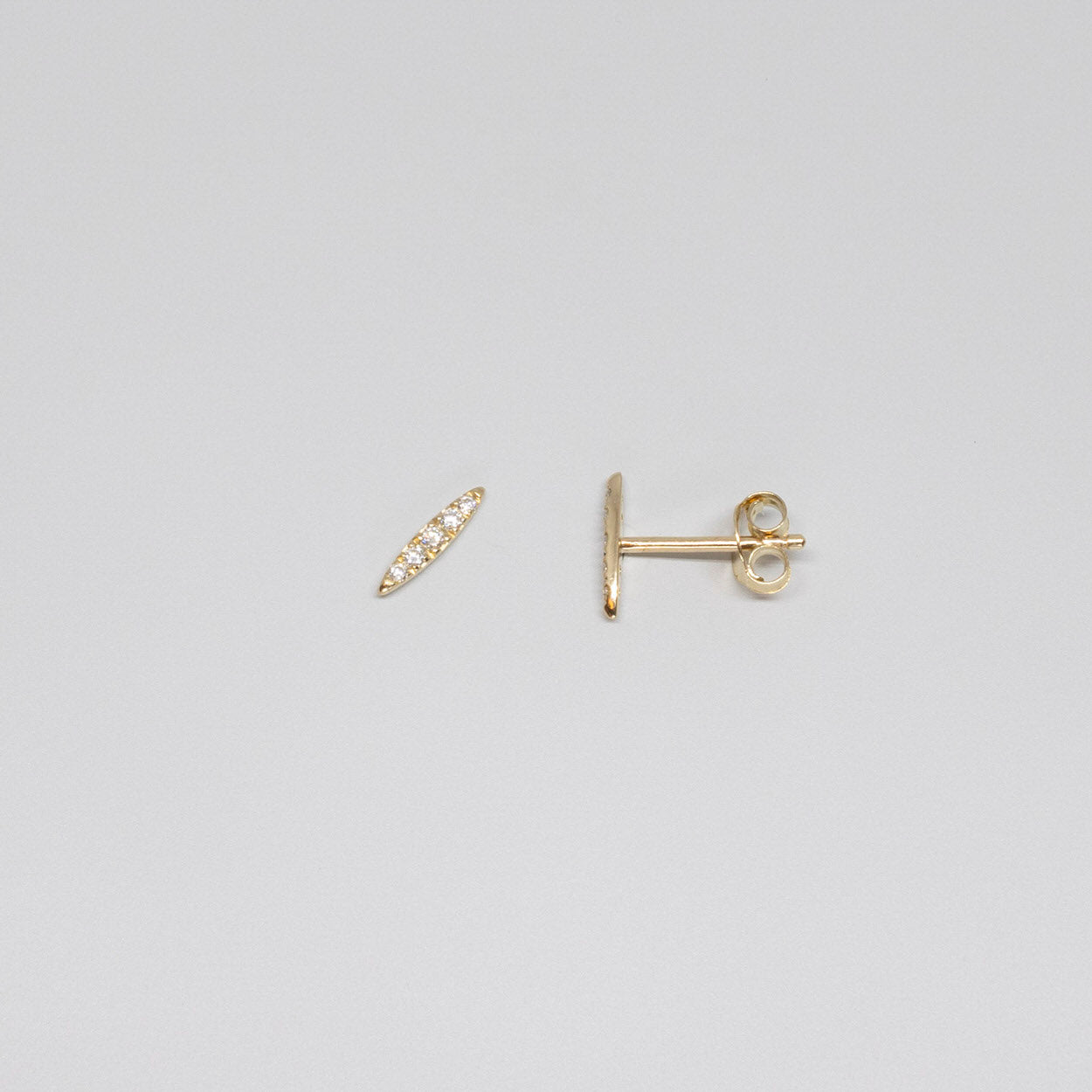 bar diamond stud | solid gold
