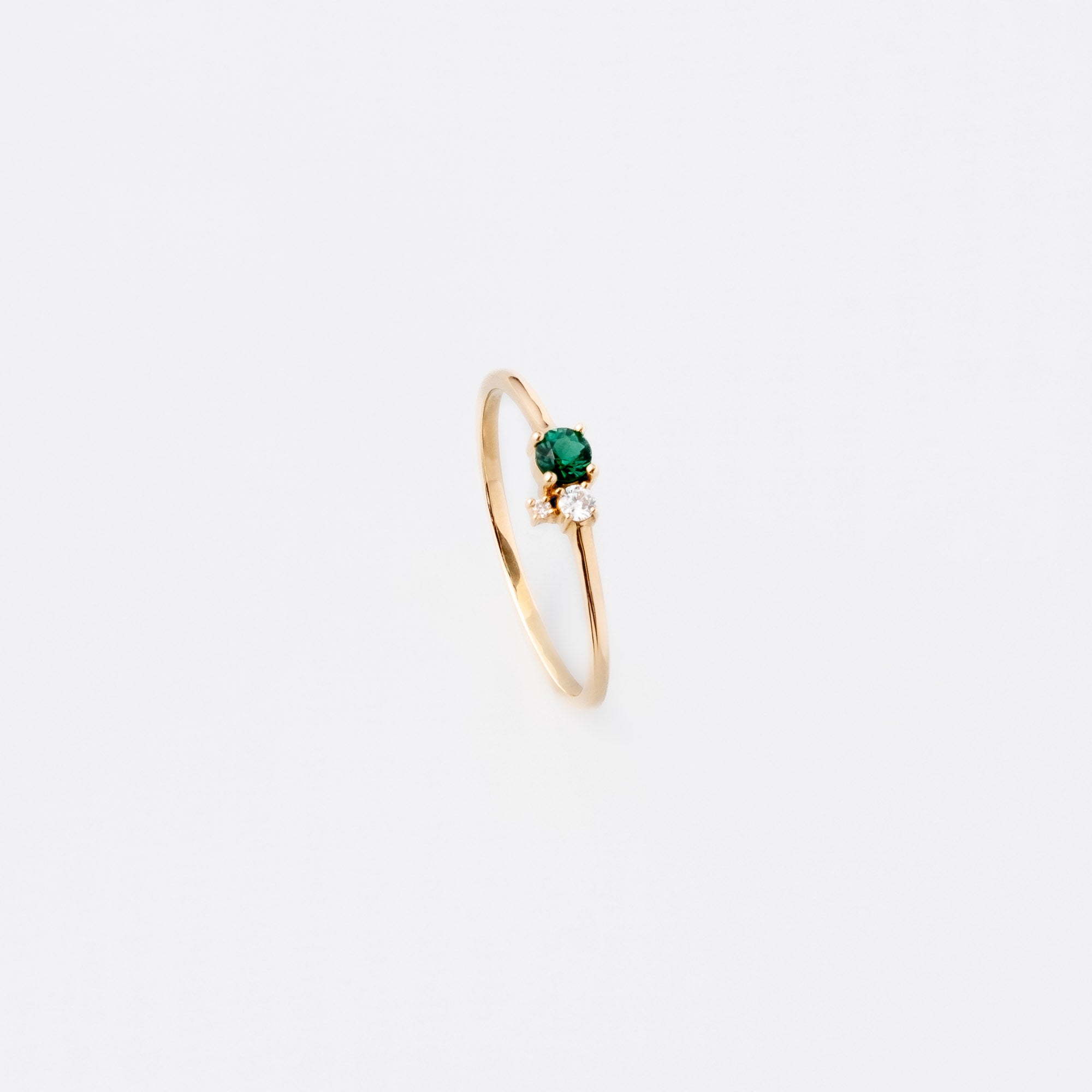 the trio emerald engagement ring | solid gold