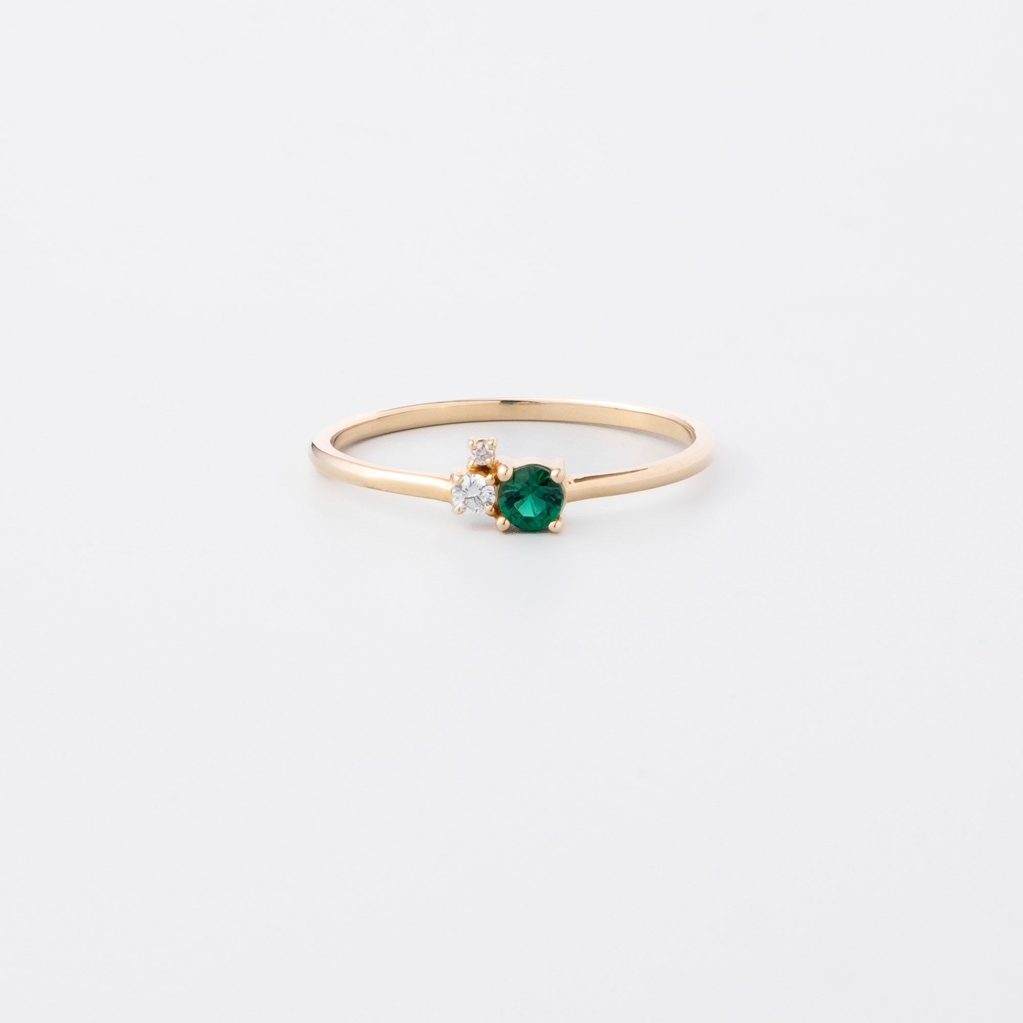 the trio emerald engagement ring | solid gold