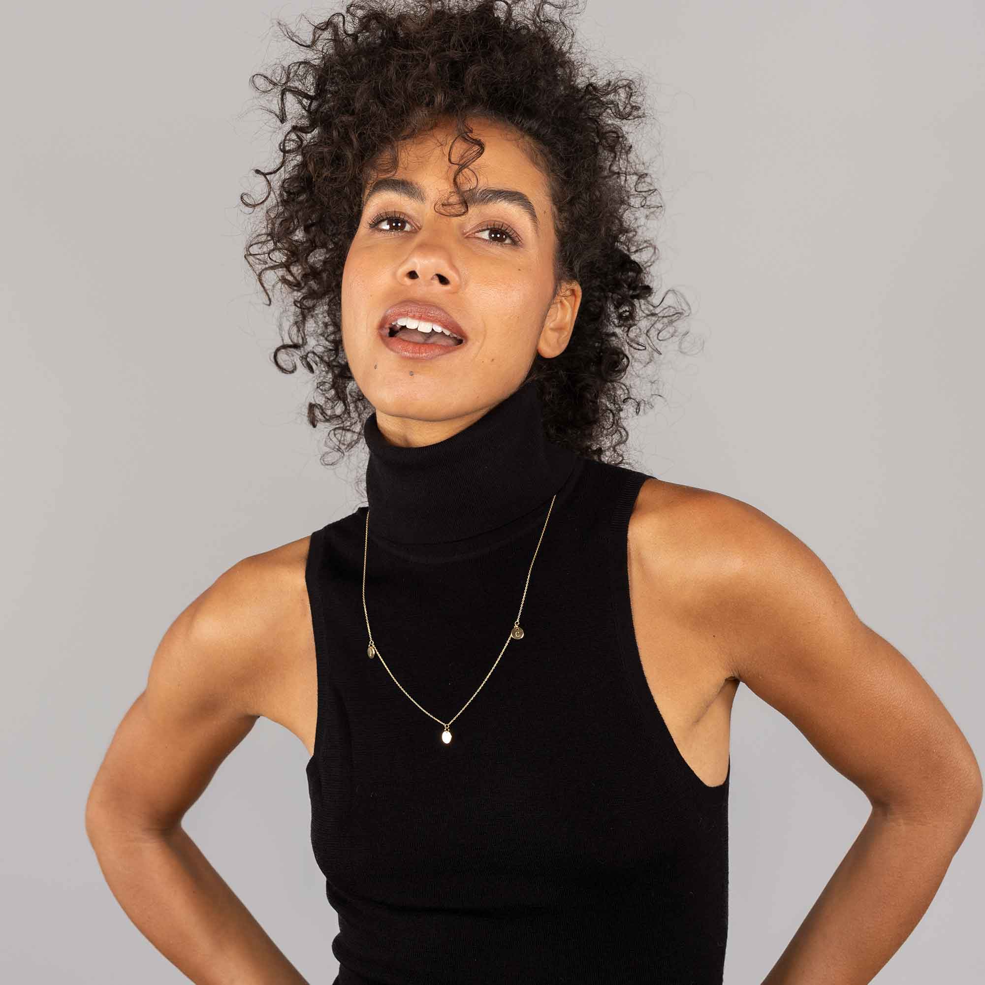 kette buchstaben anhänger triple station disc necklace Größe L