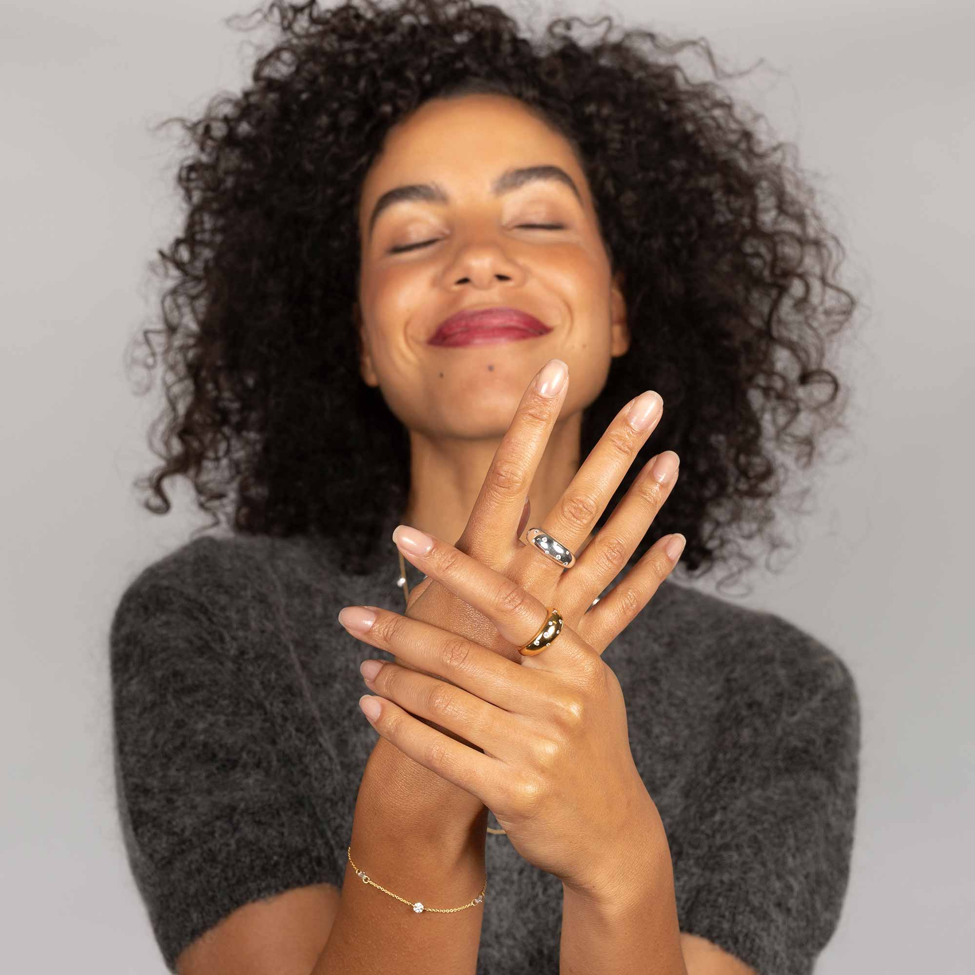 Ring bold sparkle zirconia silber gold