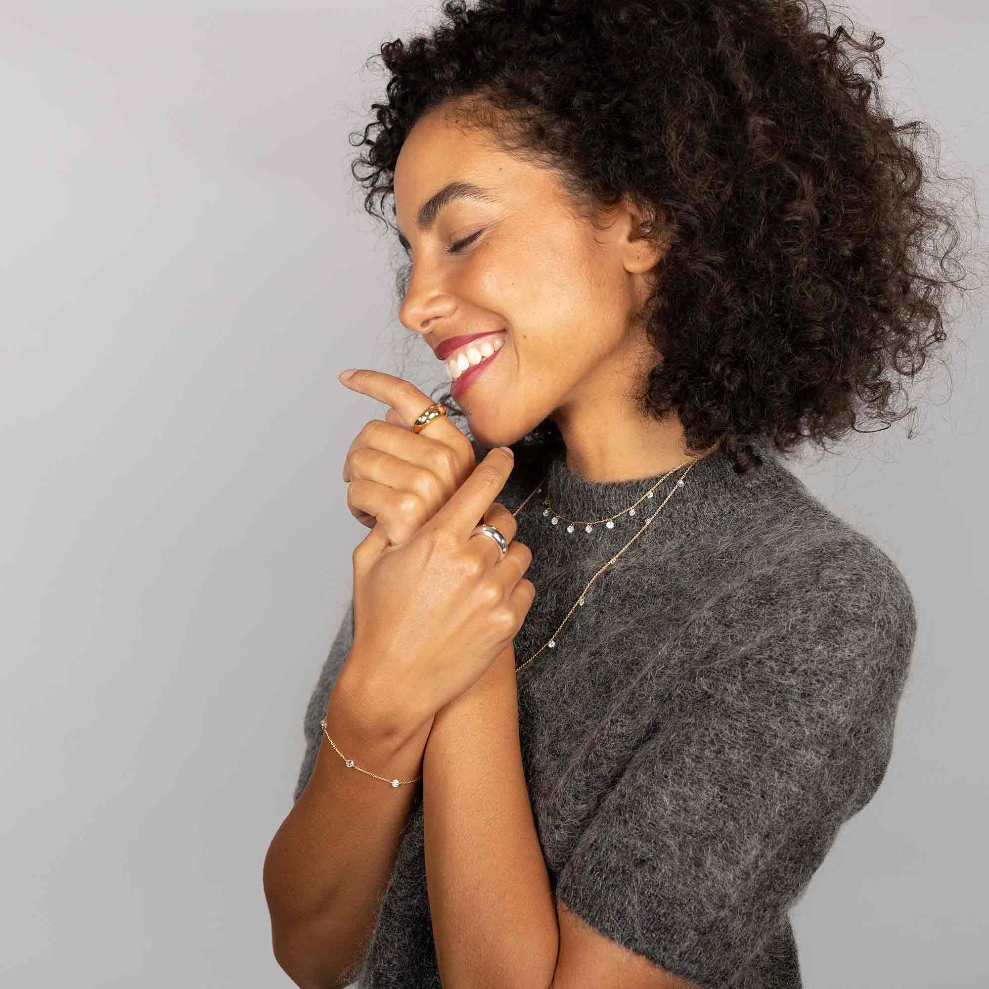 Dicker Silberring zirconia vergoldet