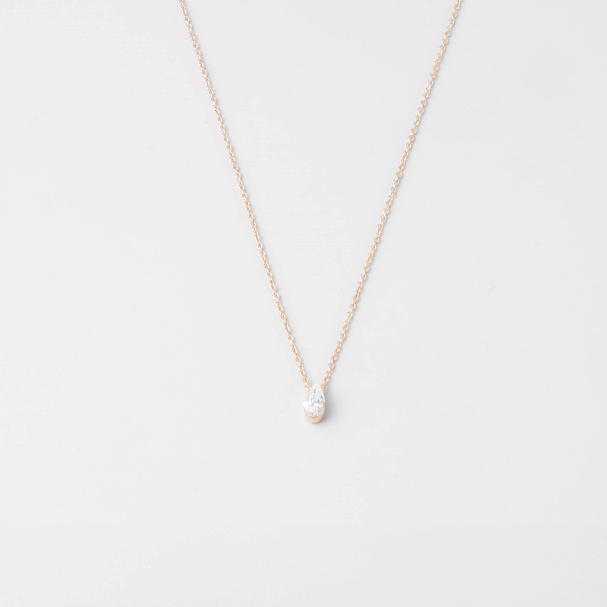 drop diamond necklace | solid gold