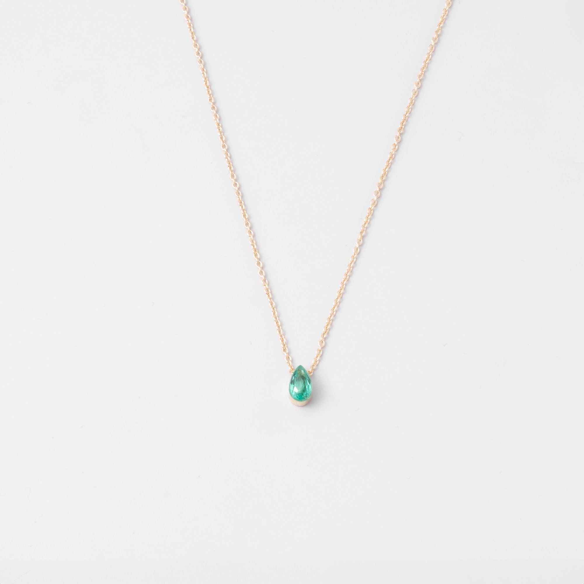 drop emerald necklace | solid gold