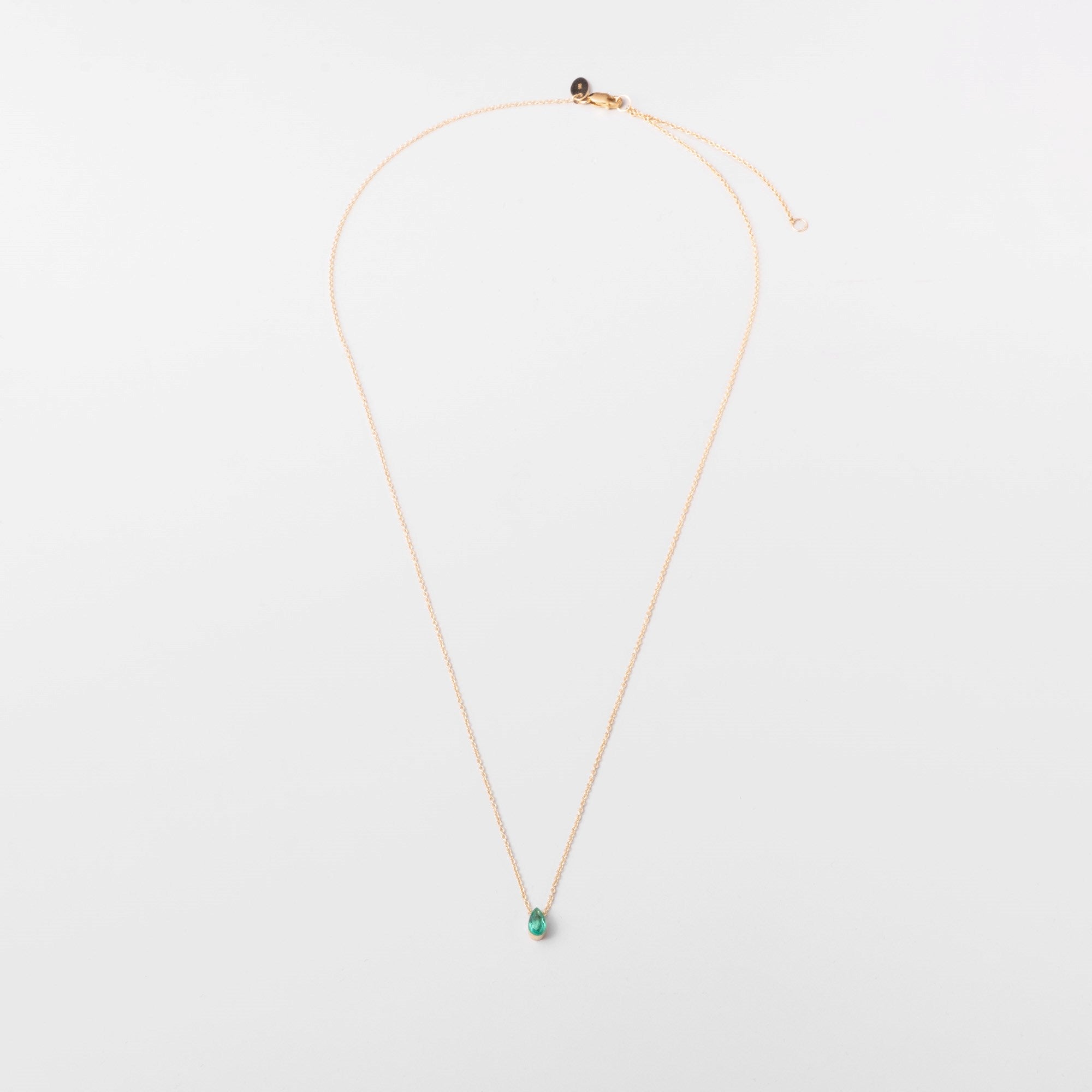 drop emerald necklace | solid gold