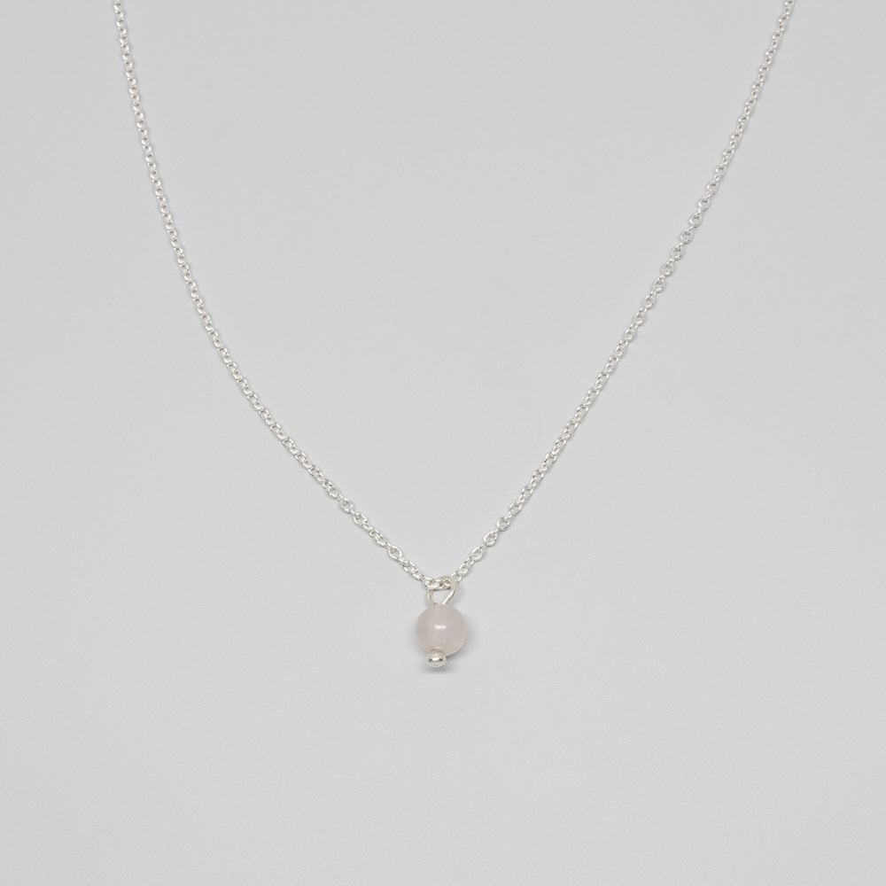 Kette mit kleinem Anhänger rosenquarz silber