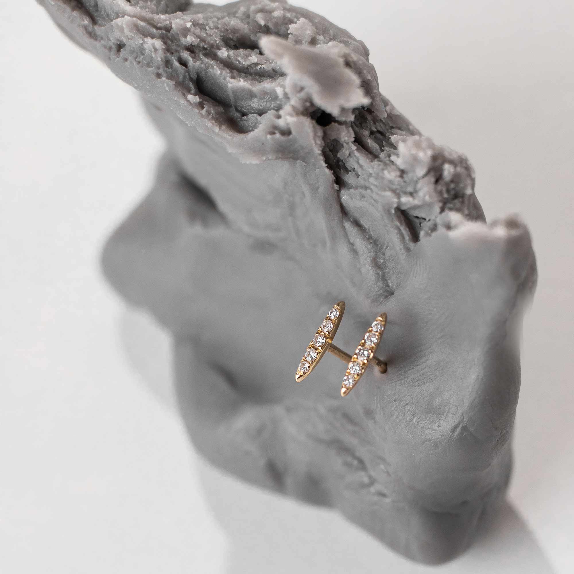 bar diamond stud | solid gold