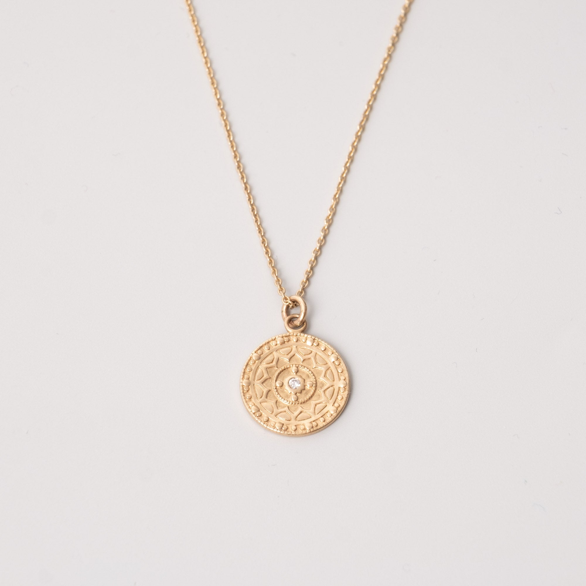 mandala diamond necklace | solid gold