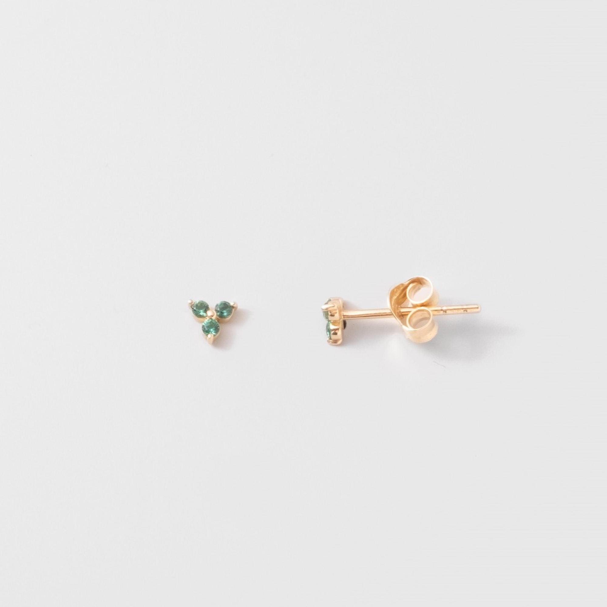 triple emerald studs | solid gold