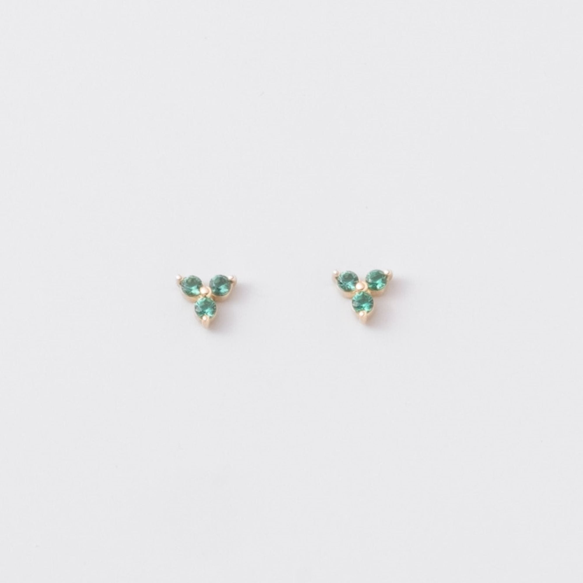 triple emerald studs | solid gold