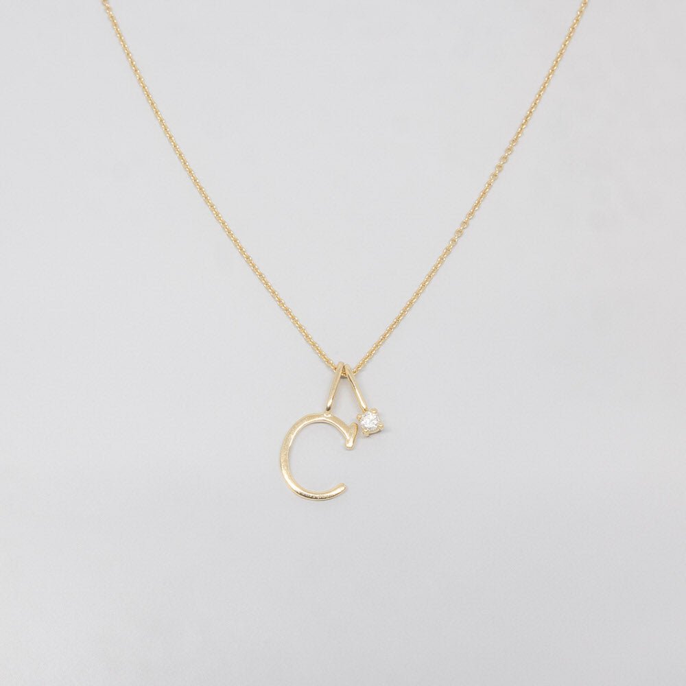 tiny diamond pendant | solid gold