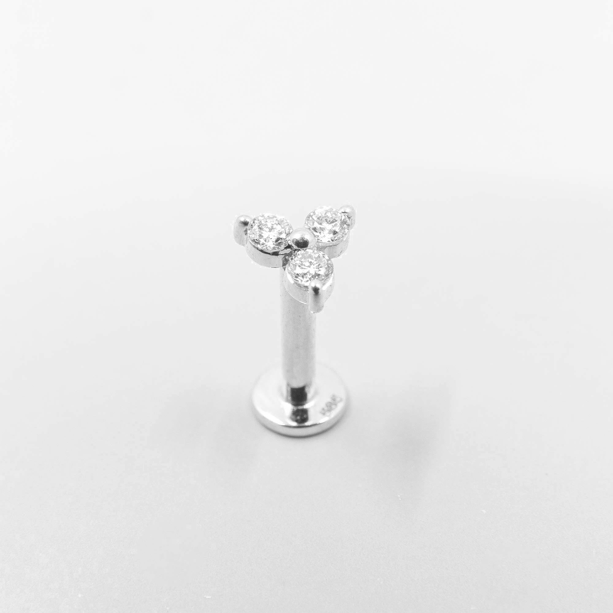 triple diamond helix stud | solid gold