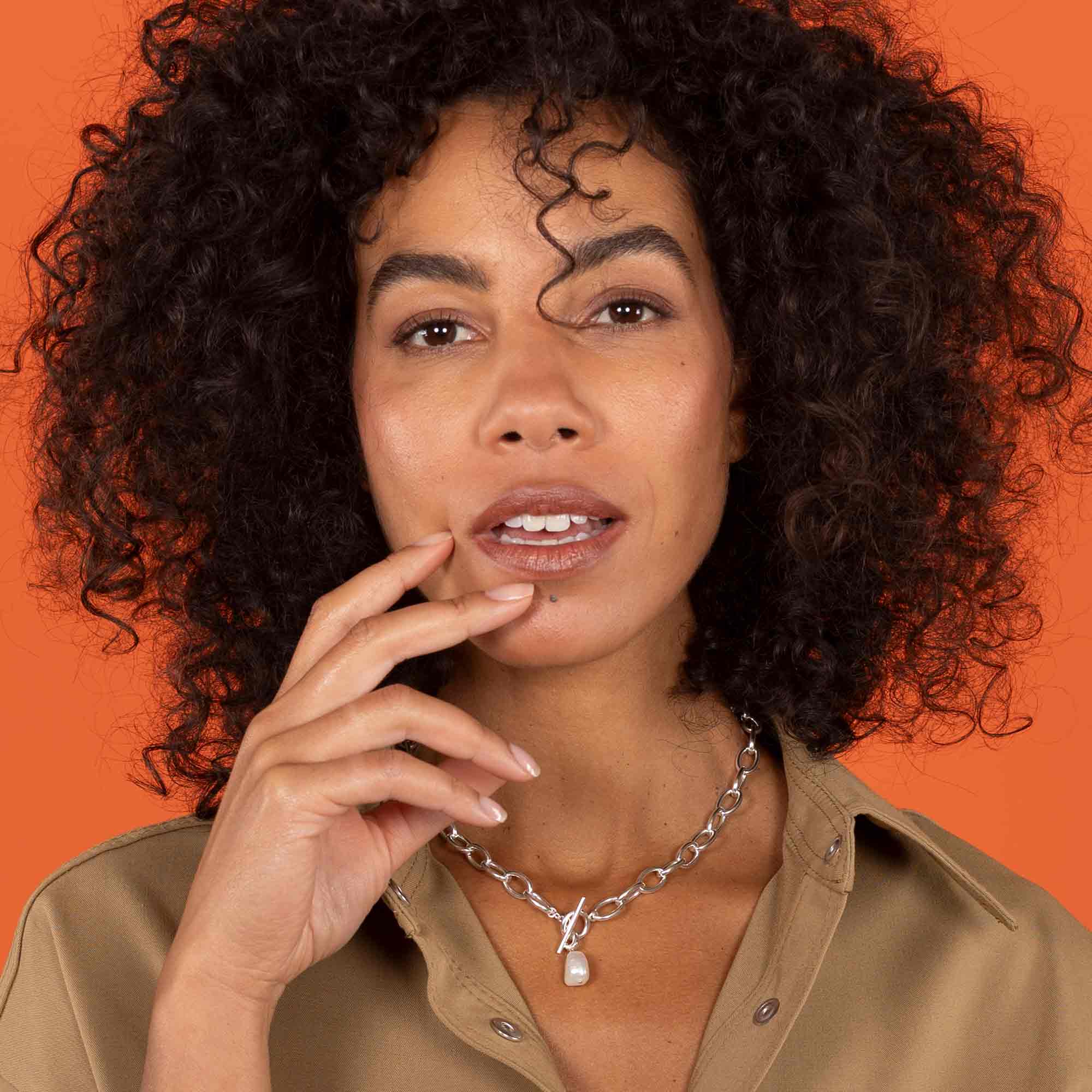 Halskette chunky chain perle silber worlds origins wolfgang joop