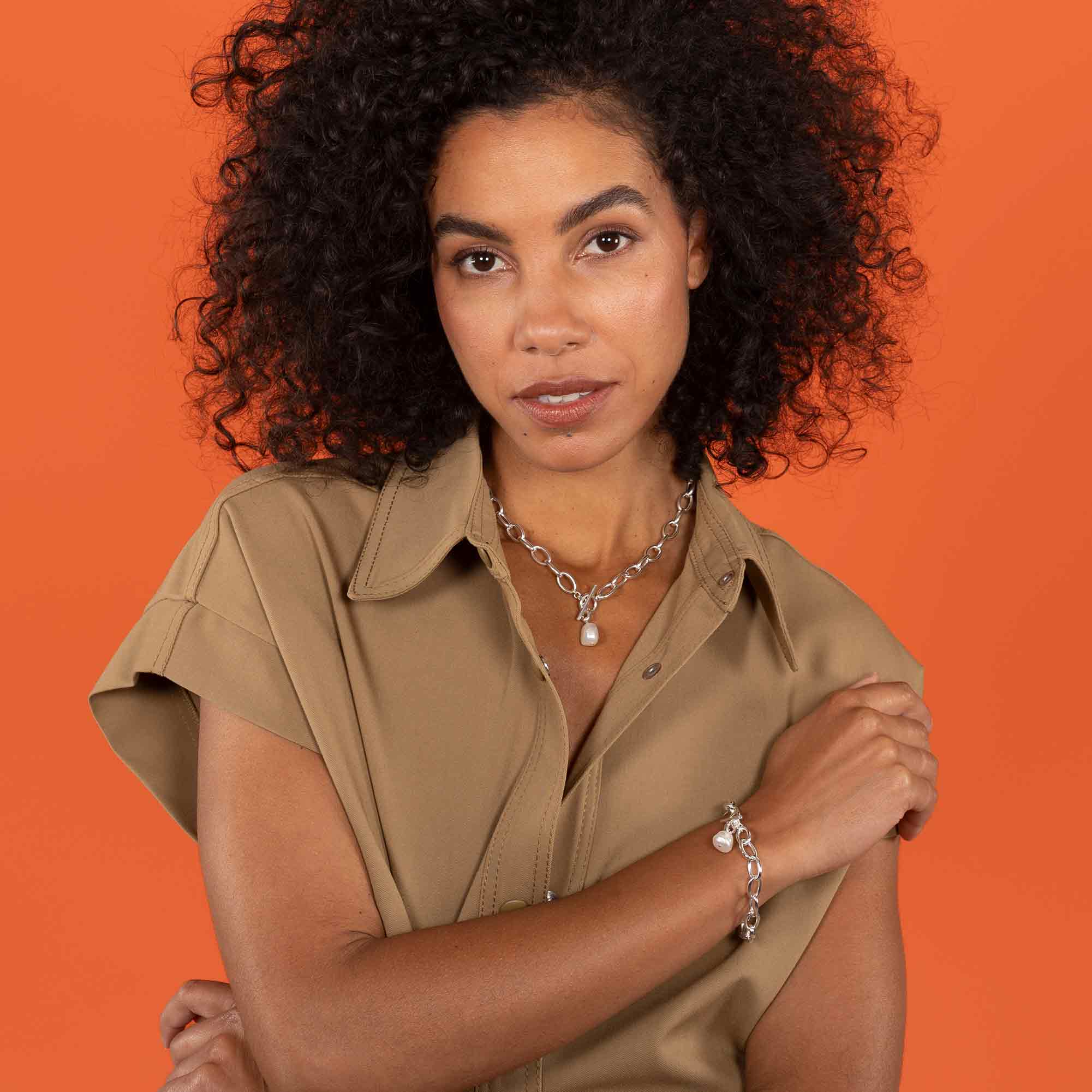 Gliederarmband chunky link chain perle worlds origins wolfgang joop