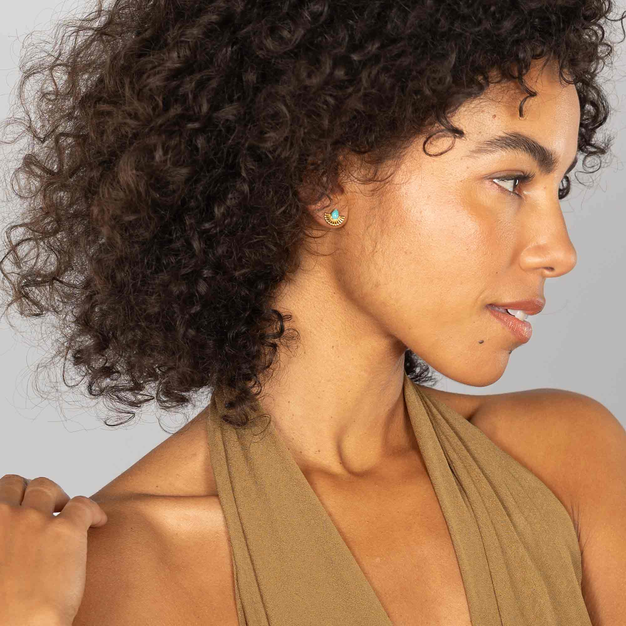 Ohrstecker half sun stud türkis worlds origins wolfgang joop