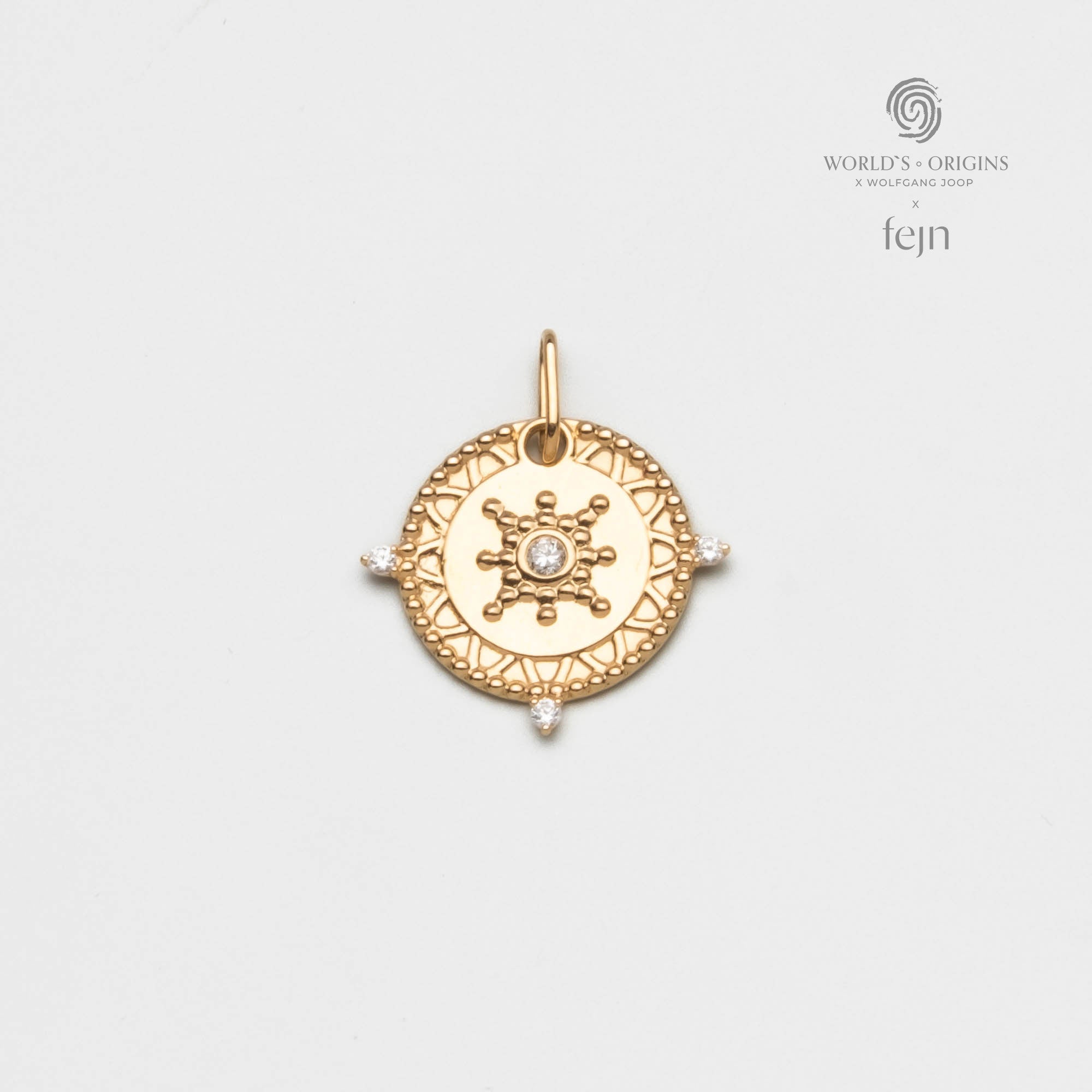 Mystic Sun Pendant | 14 carat gold with diamond – fejn jewelry
