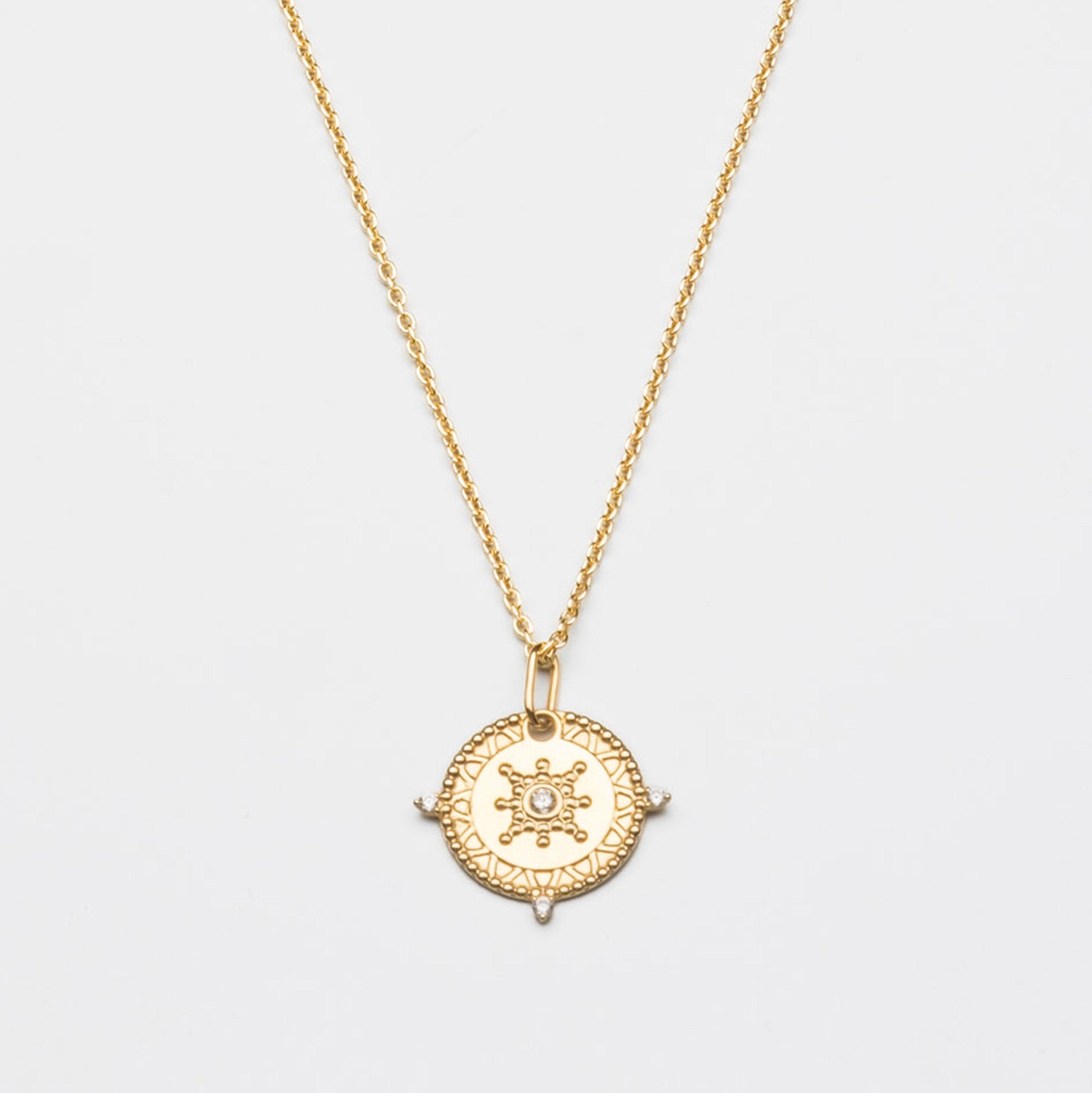 mystic diamond sun necklace | solid gold
