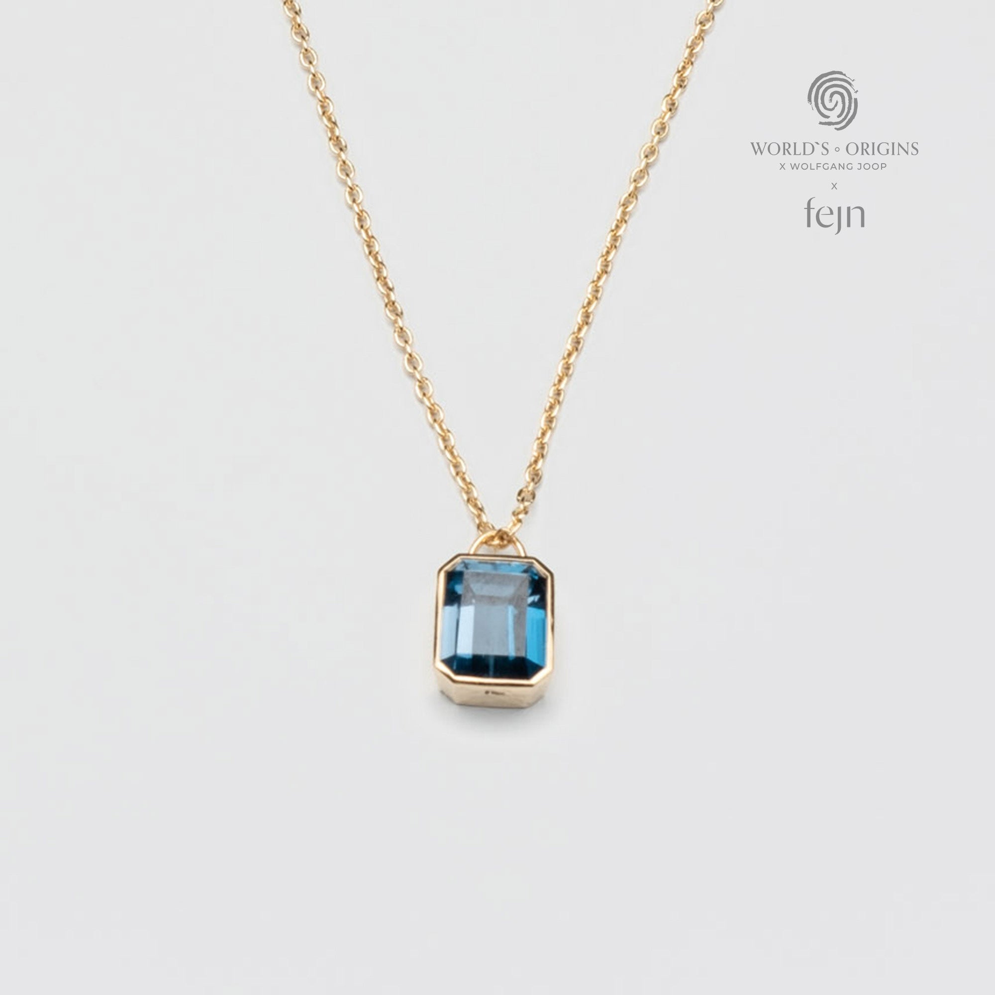Echtgoldkette mit blue topaz Anhänger worlds origins wolfgang joop