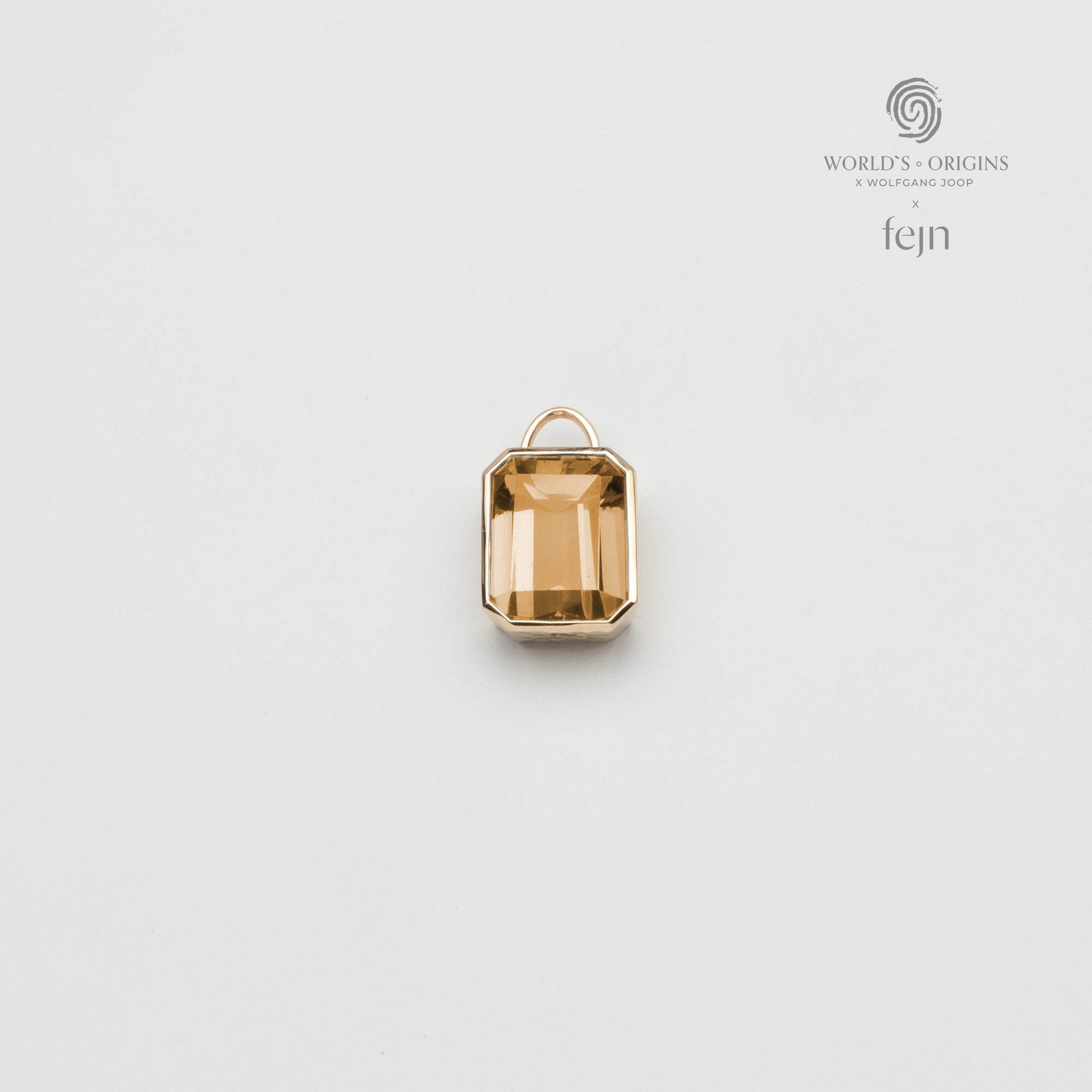 Hammered necklace charm solid gold citrin worlds origins wolfgang joop