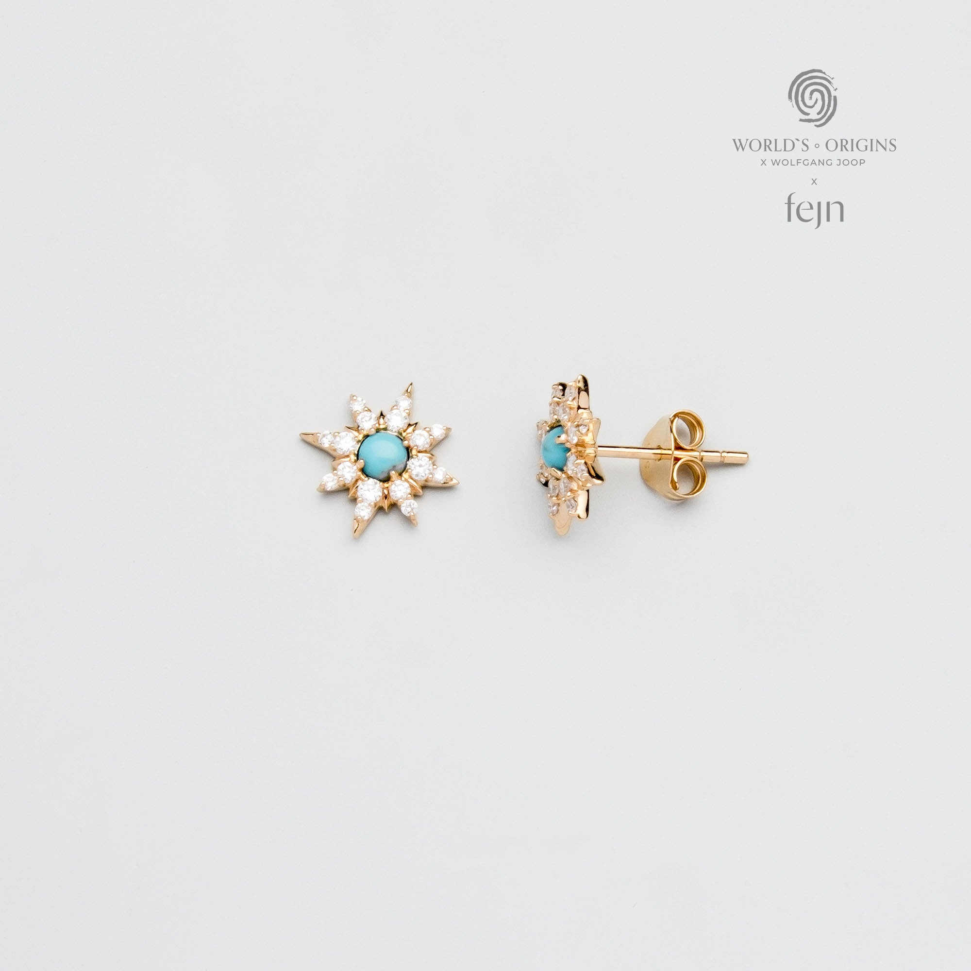 diamond & turquoise sun stud | solid gold