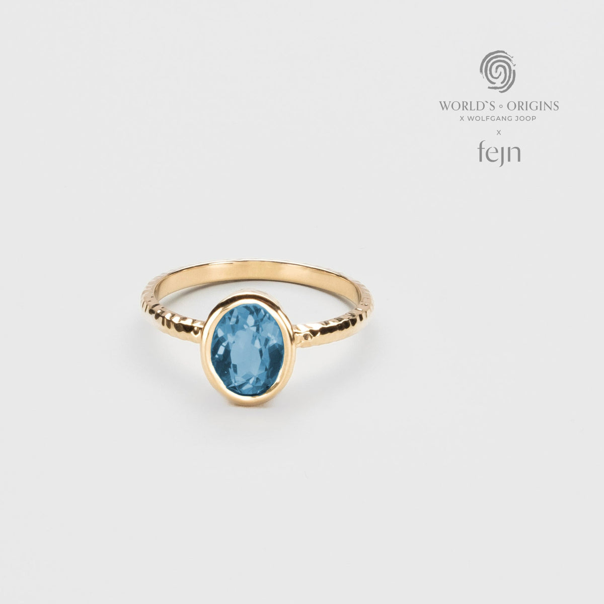 Echtgold Ring gehämmert blue topaz worlds origins wolfgang joop