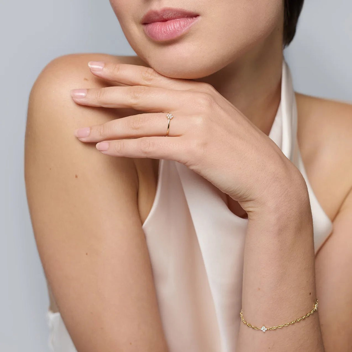 diamond flower bracelet | solid gold