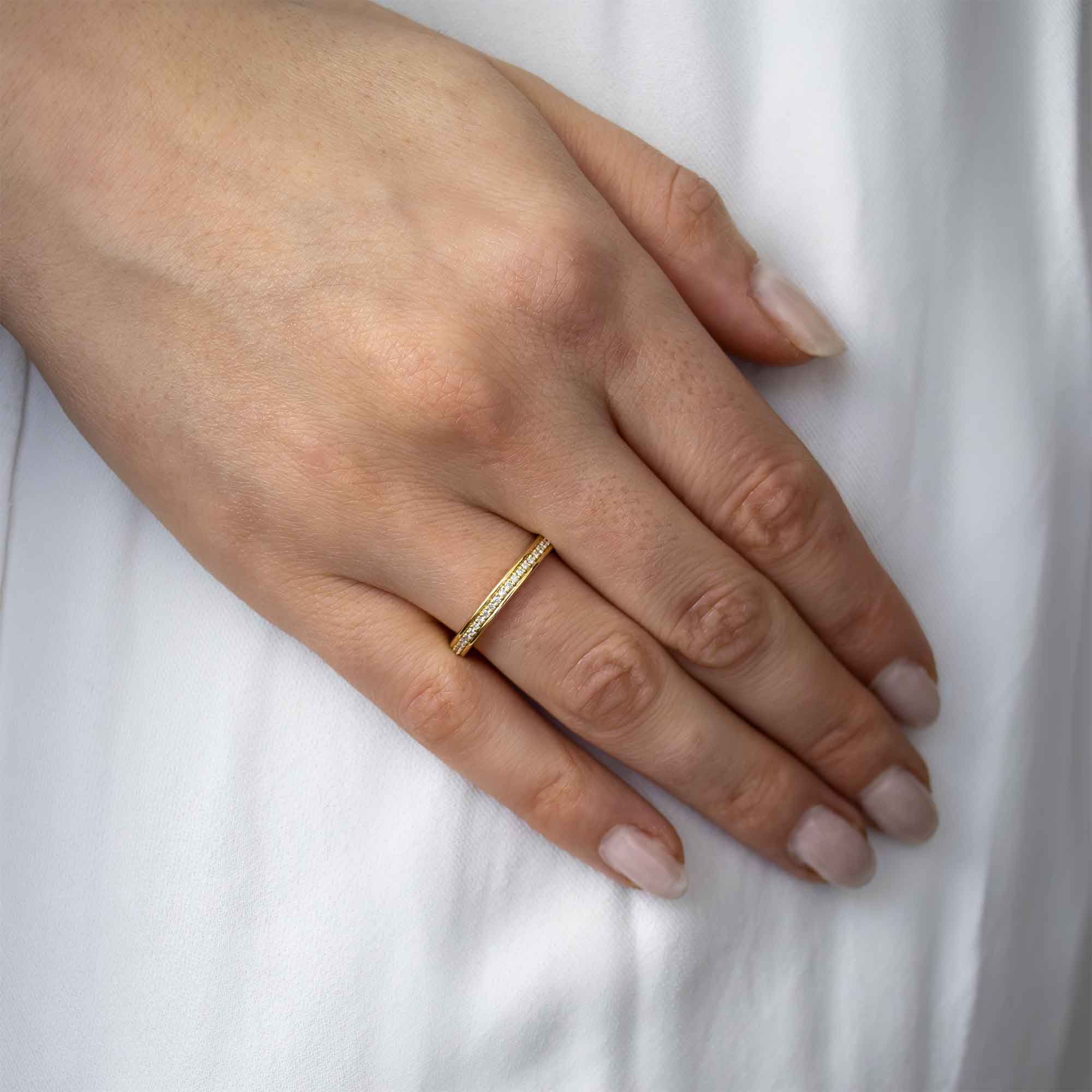 Ehering - triple line diamond wedding band | solid gold