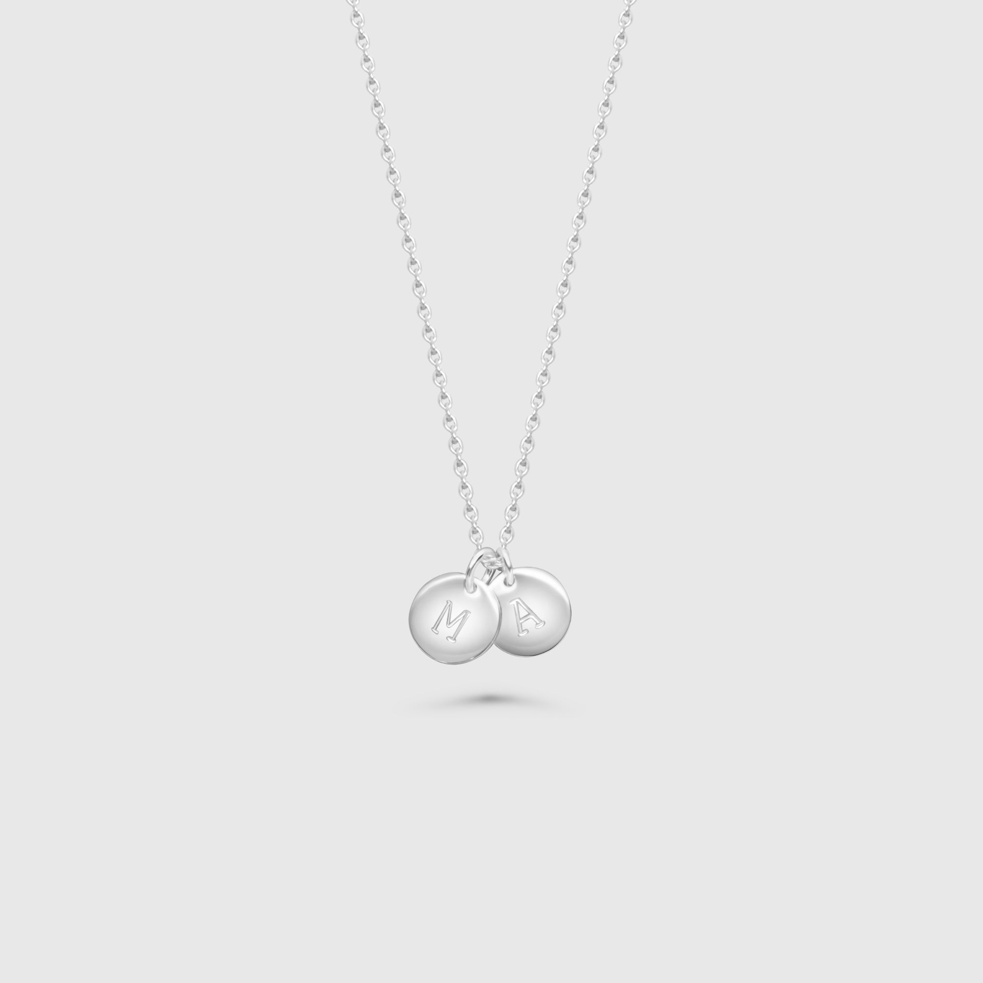 shiny disc necklace - M/L - personalized initials