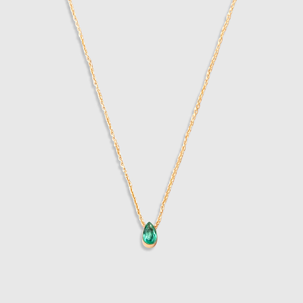 drop emerald necklace | solid gold
