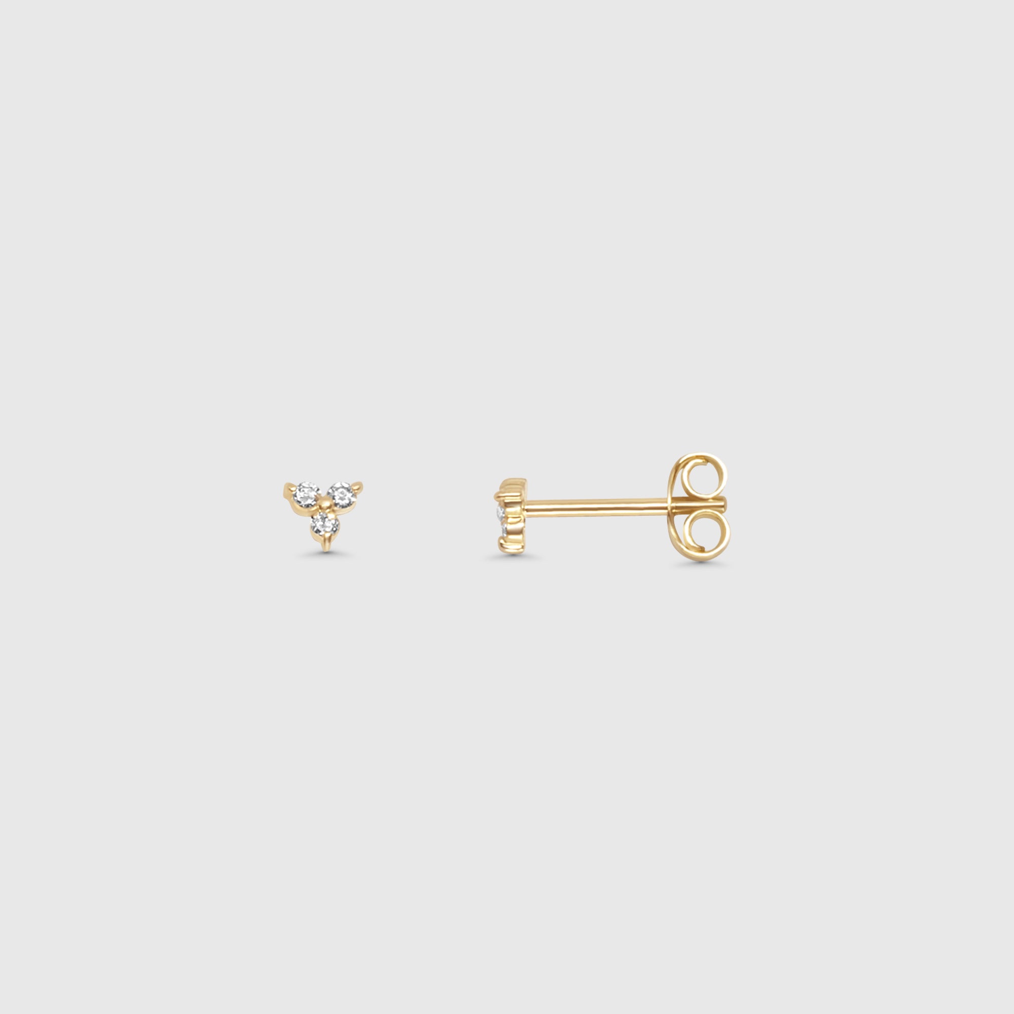 triple diamond stud | solid gold