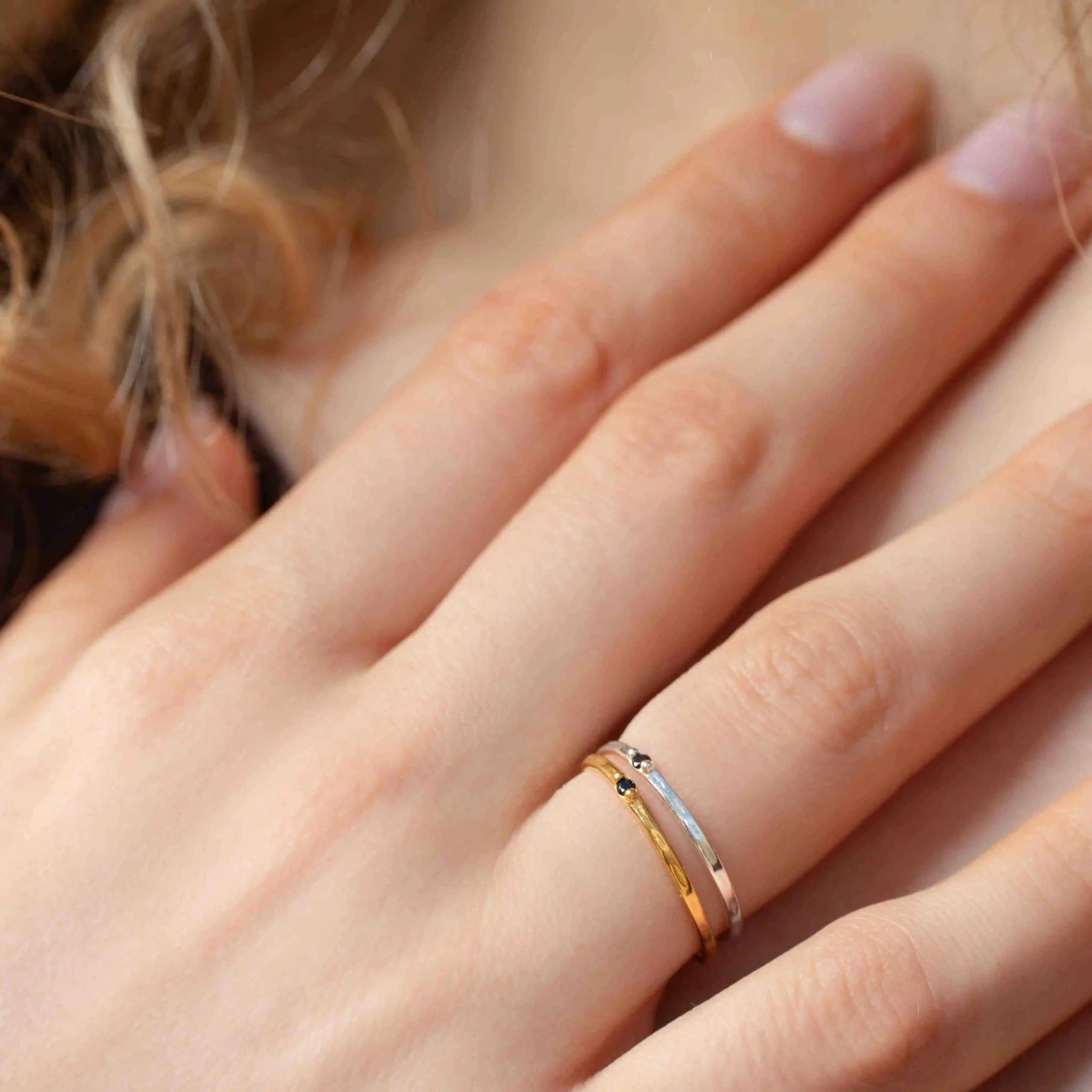 hammered black ring