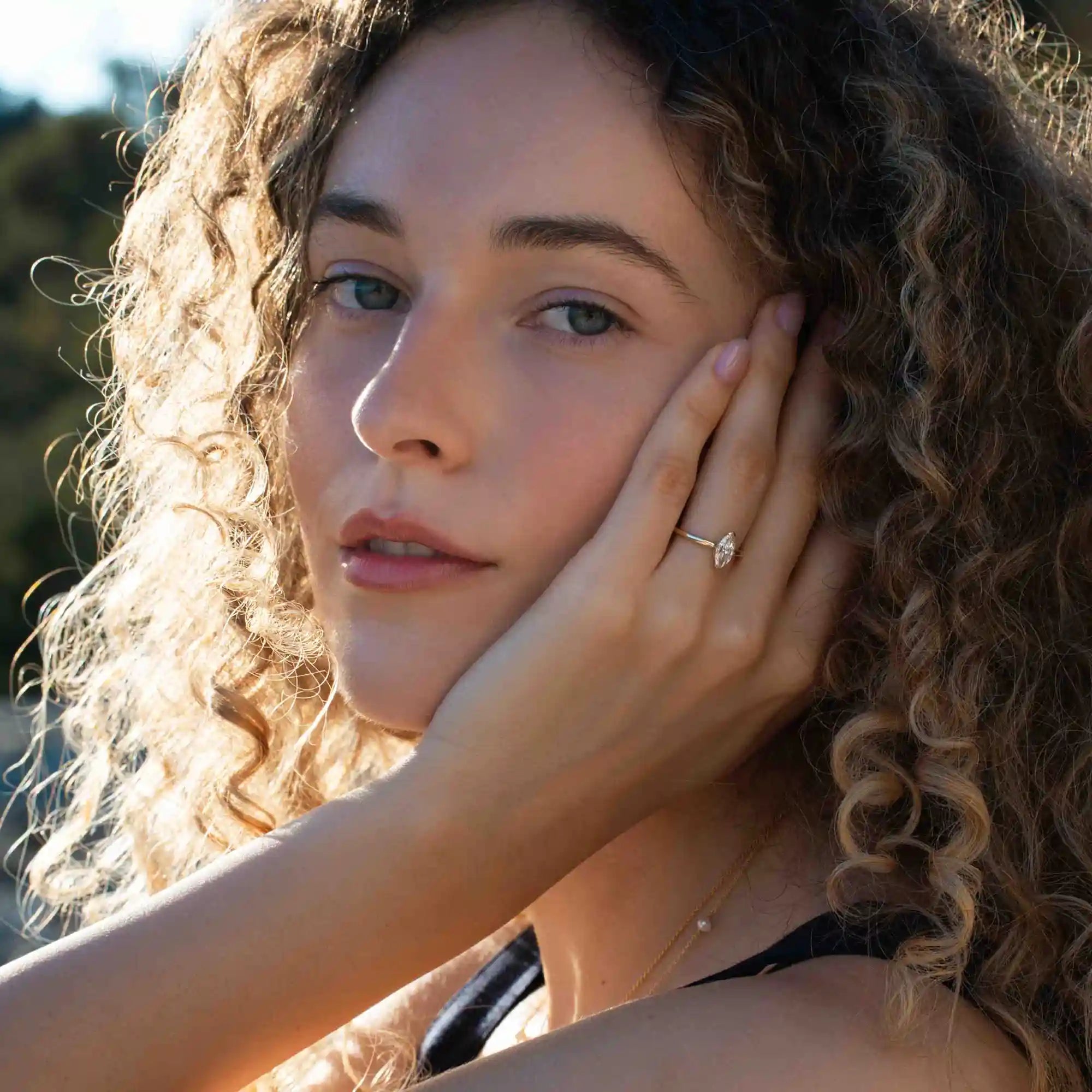 the marquise engagement ring | solid gold