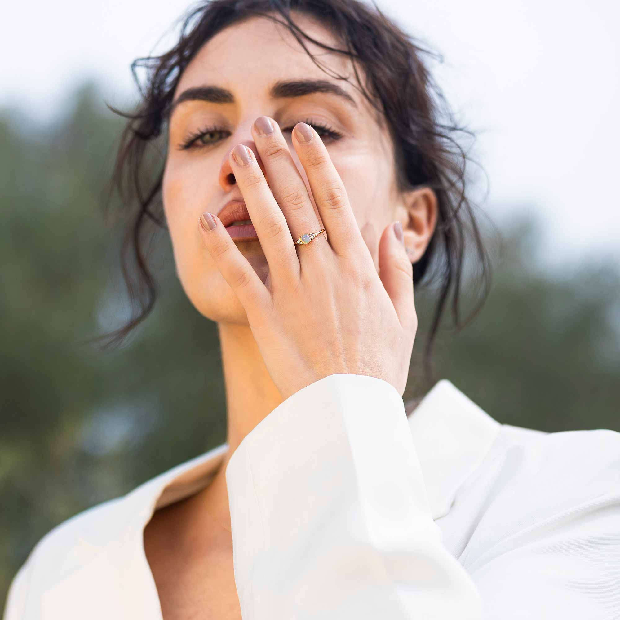 opal diamond ring | solid gold - LIMITED EDITION