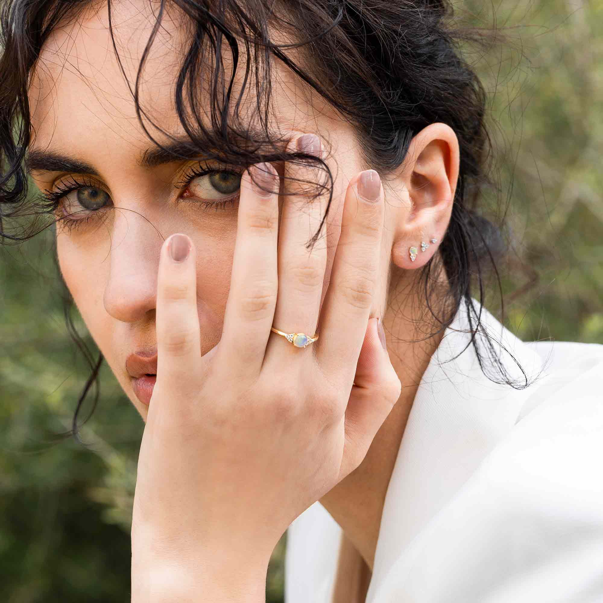 opal diamond studs | solid gold - LIMITED EDITION