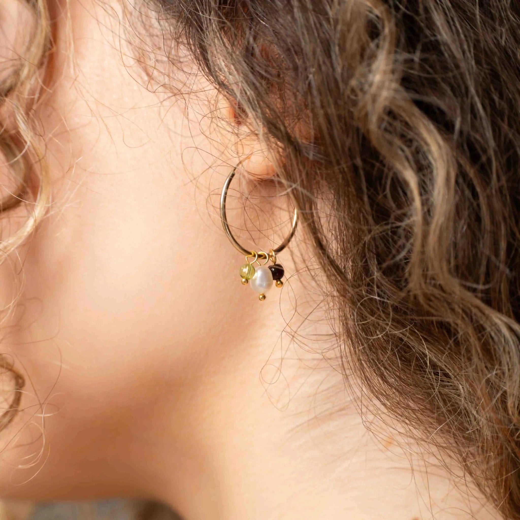 triple gemstone hoop