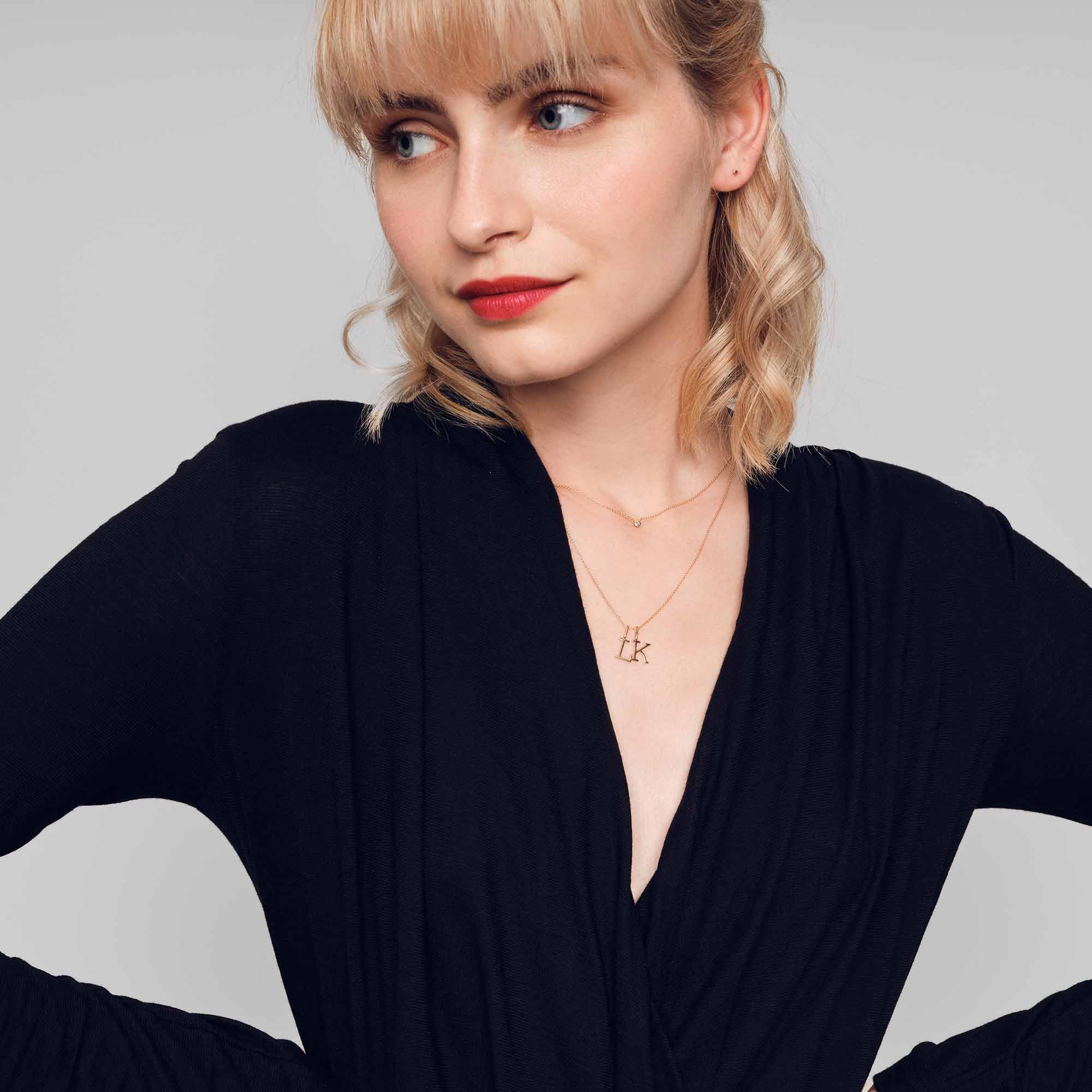 letter necklace charm | solid gold