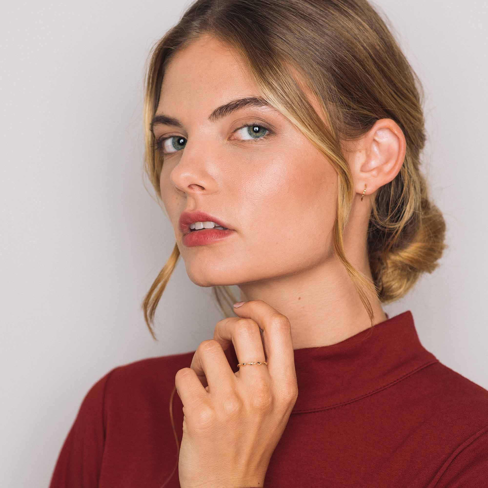 tiny twisted hoops | solid gold